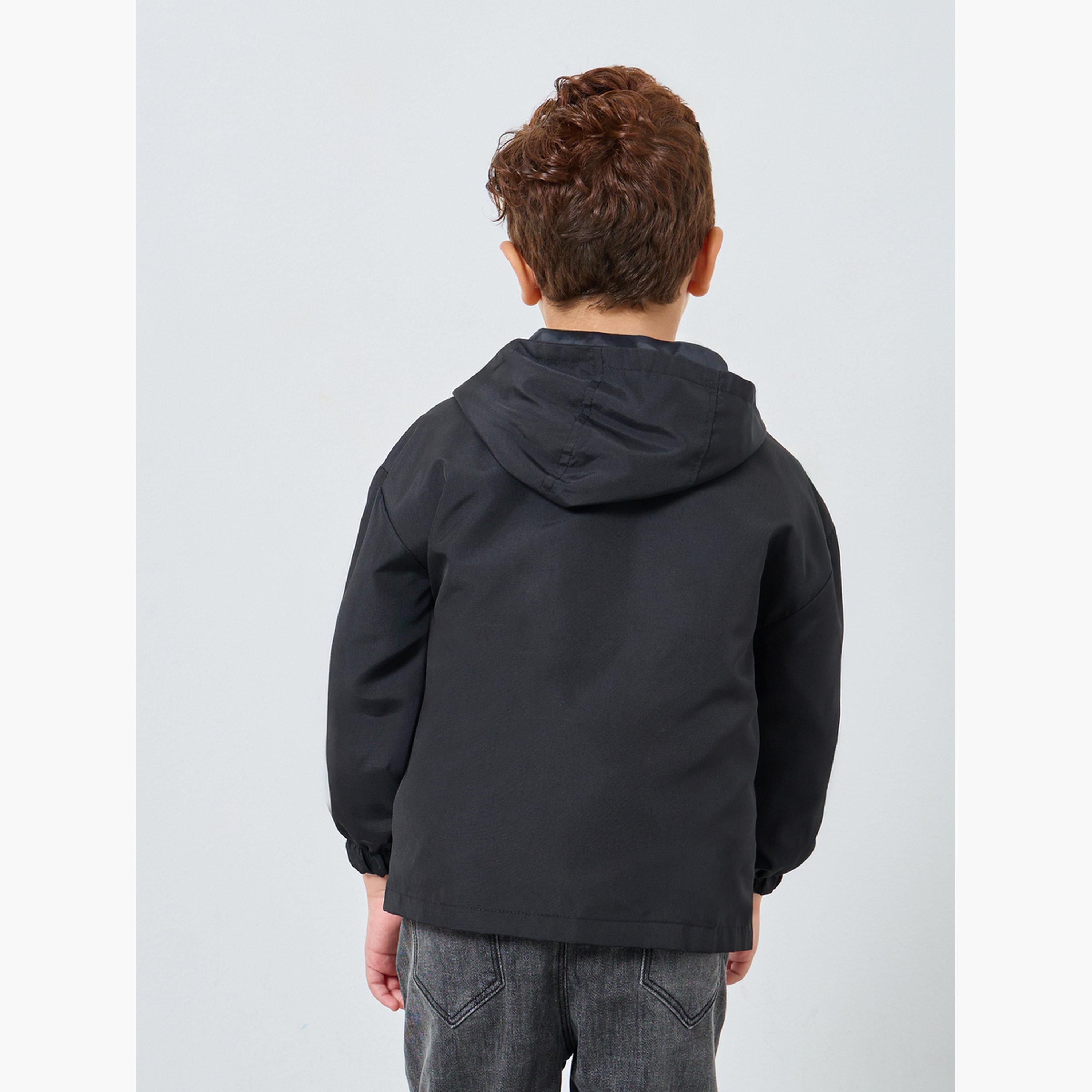 Styli Solid Hooded Neck Long Sleeves Boy's Zip Through Jacket-boys-clothing-jacketsandcoats-image-5
