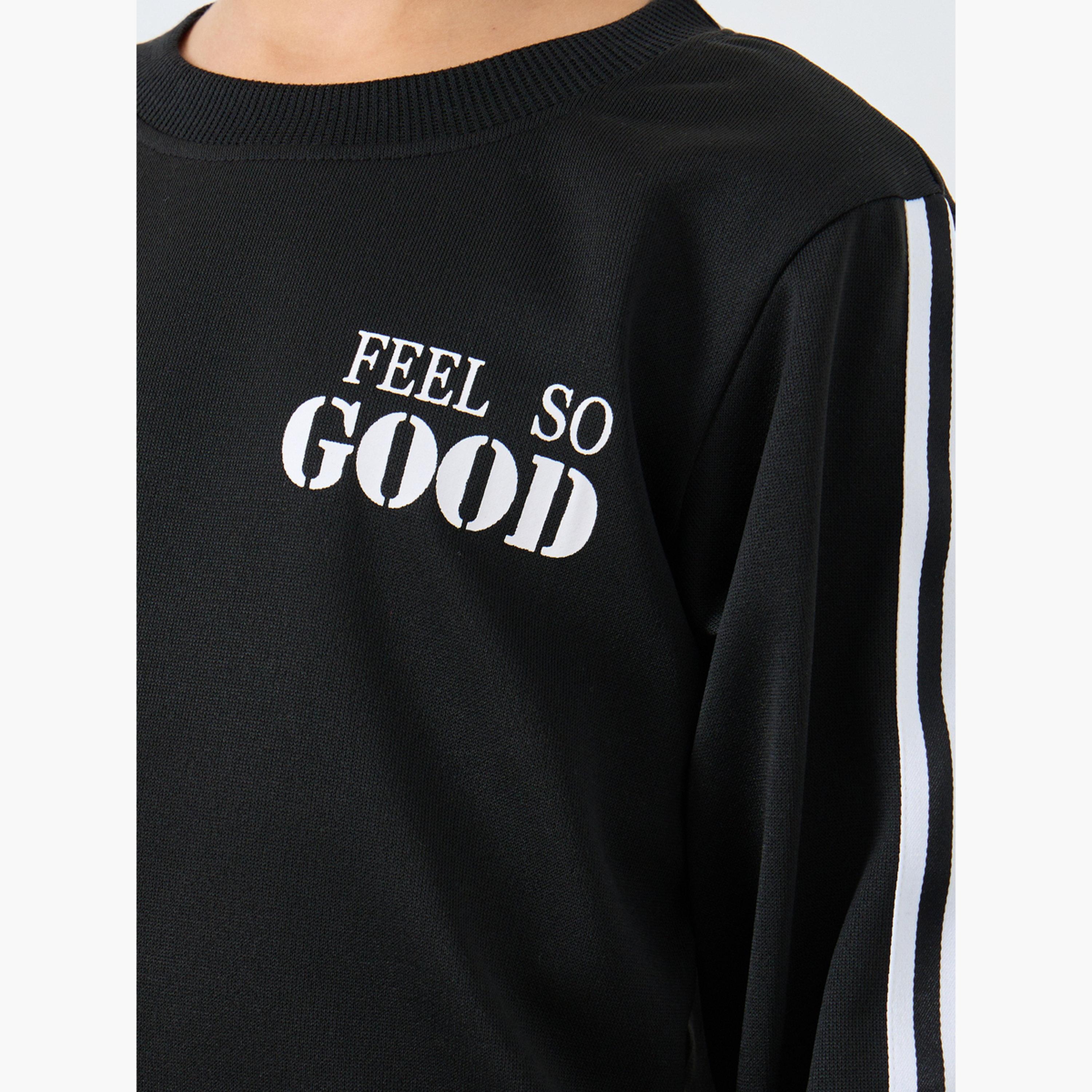 Styli Slogan Print Round Neck Long Sleeves Boy's Sweatshirt-boys-clothing-winterwear-sweatshirts-image-3