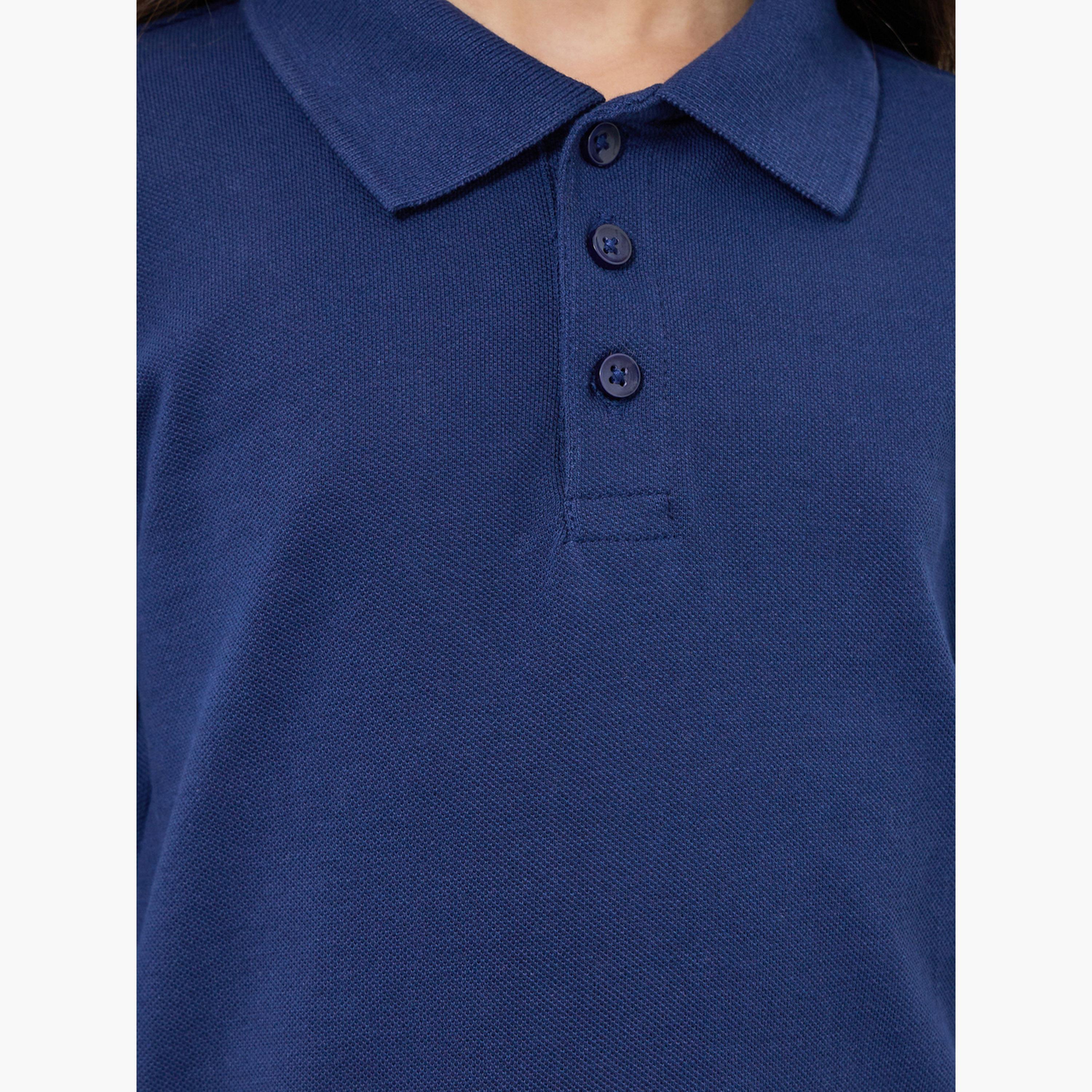 Styli Girls Navy Blue Long Sleeve Polo T-Shirt - Unisex-girls-clothing-tshirts-image-4