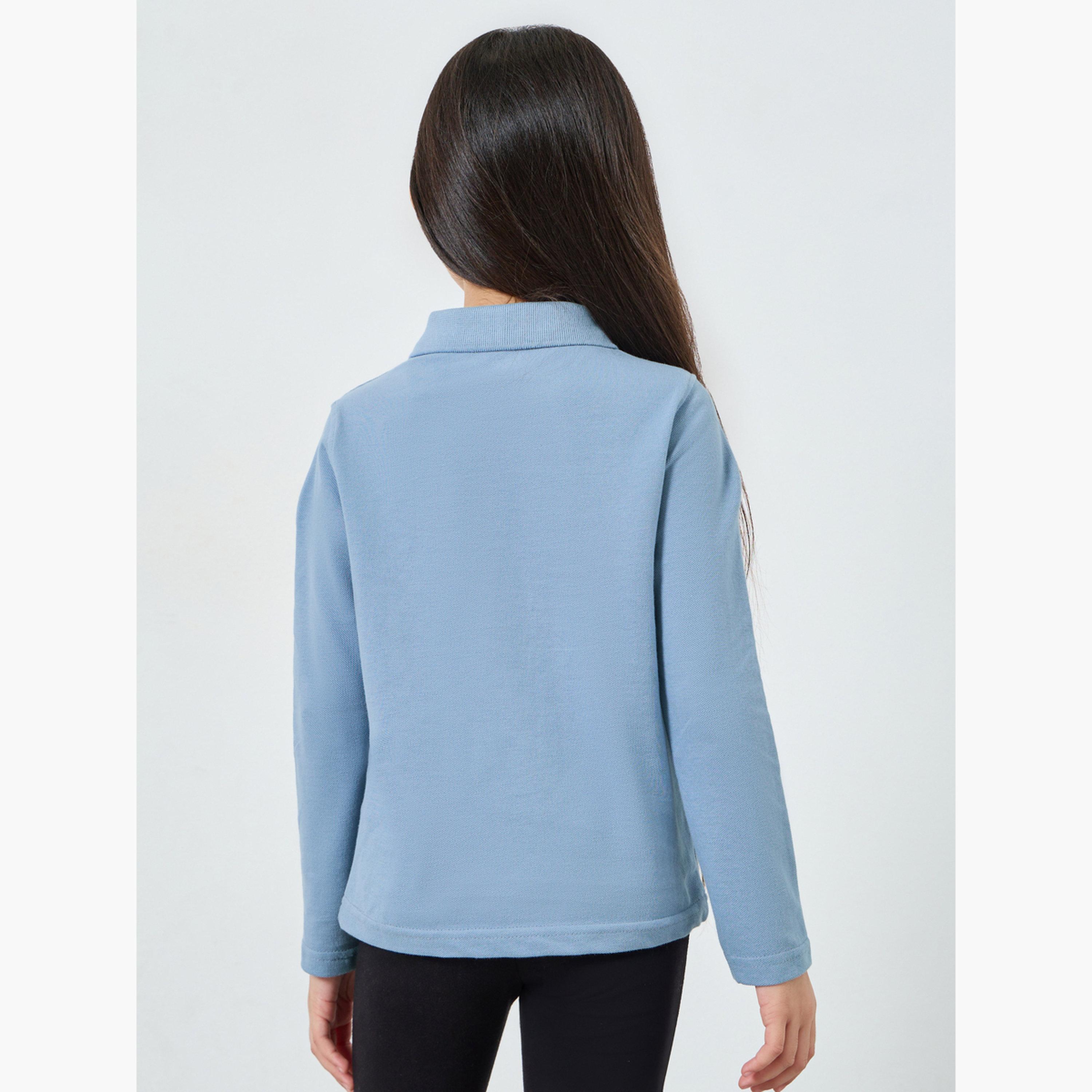 تيشيرت بياقة بولو وأكمام طويلة-girls-clothing-tshirts-image-4
