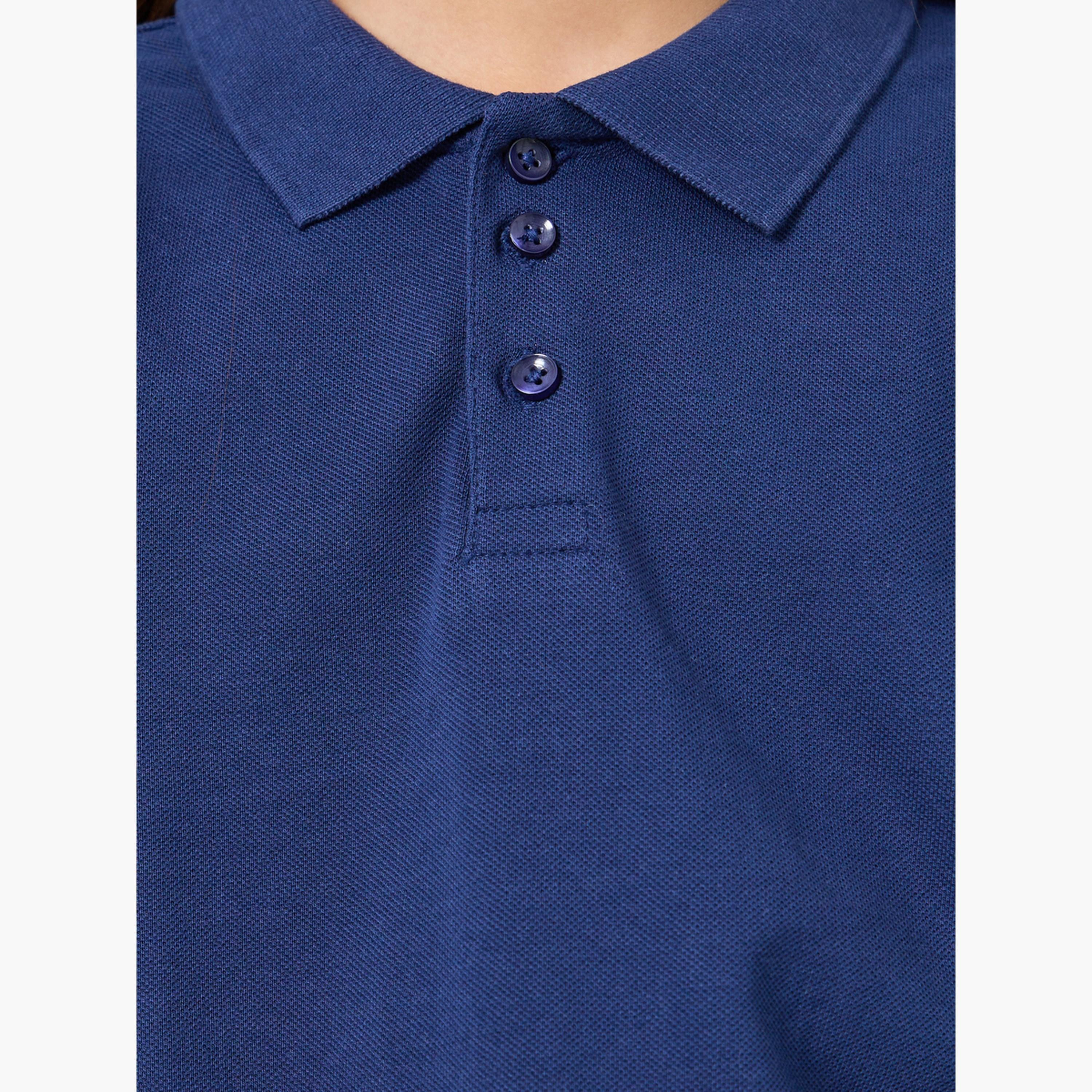 Styli Teens Navy Blue Long Sleeve Polo T-Shirt - Unisex-girls-clothing-tshirts-image-4