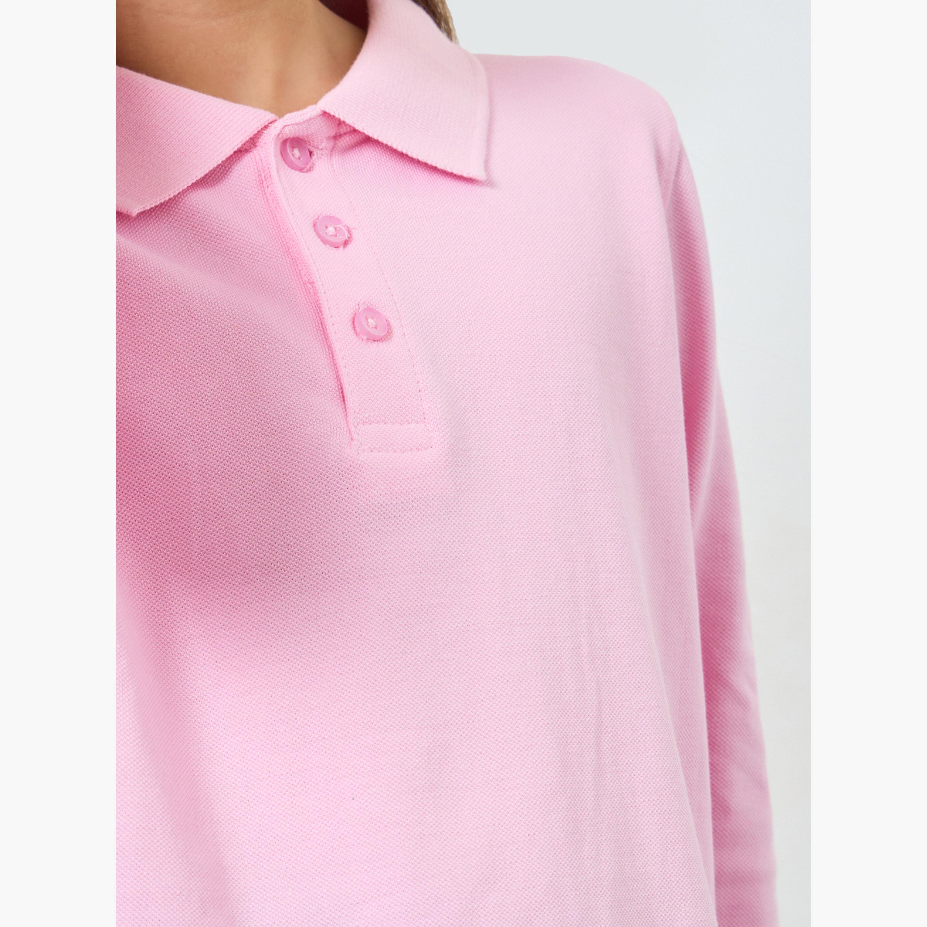 تيشيرت قطن بياقة بولو وأكمام طويلة-girls-clothing-tshirts-image-4