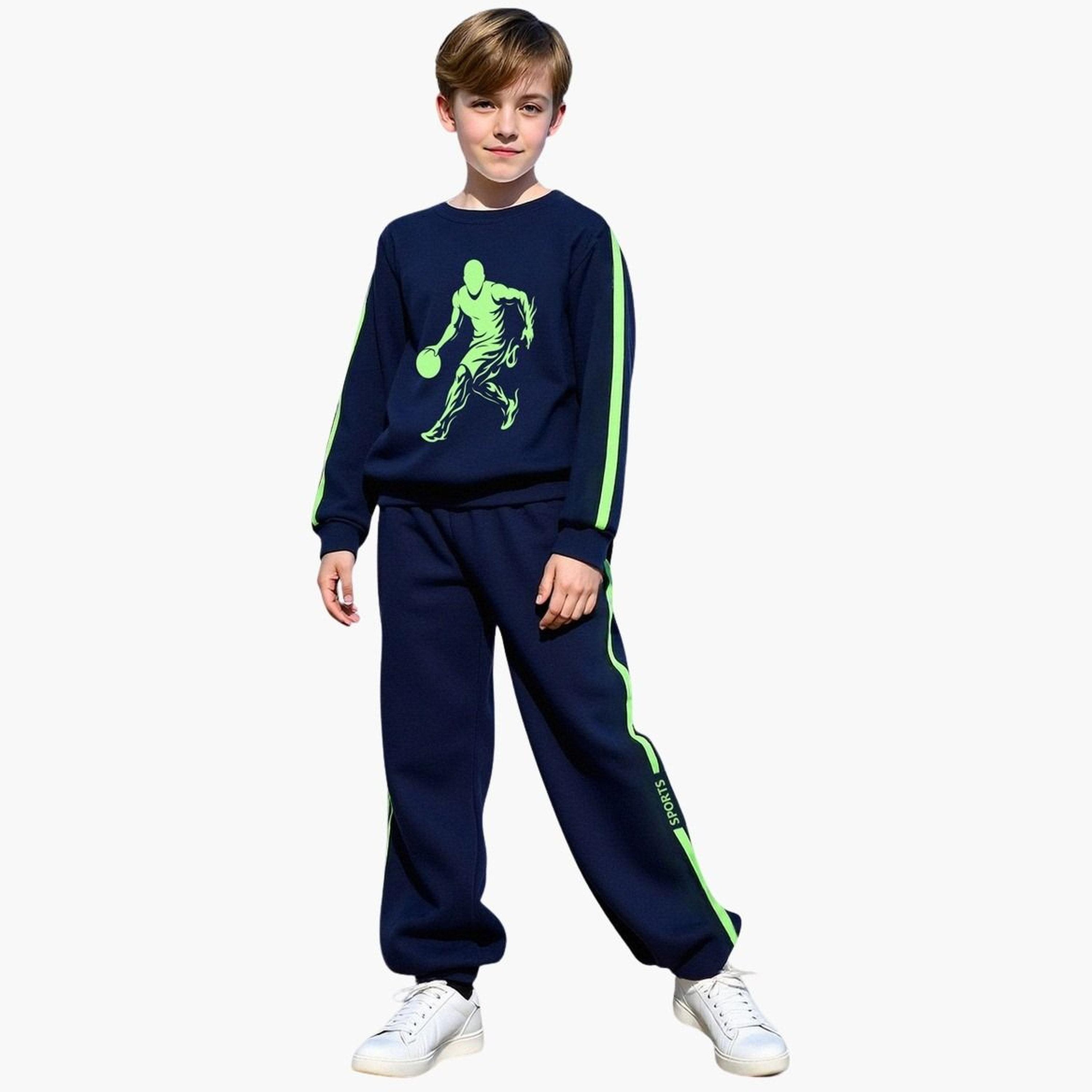 Take Two Teens Navy Graphic Sweatshirt and Joggers Set-boys-clothing-setsandcoords-image-1