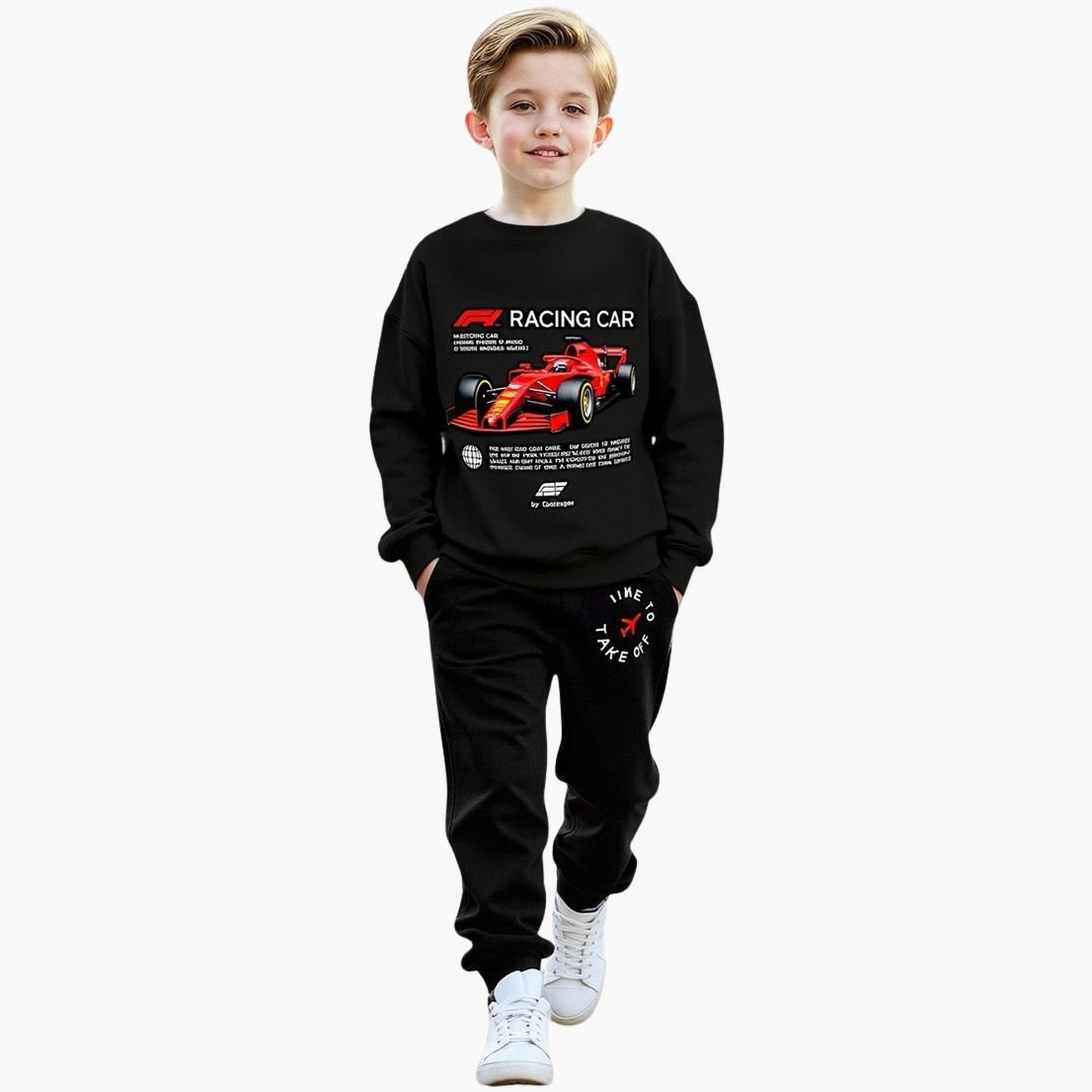 تيك تو - طقم سويت شيرت وبنطال رياضي بطبعة جرافيكية سوداء للمراهقين-boys-clothing-setsandcoords-image-1