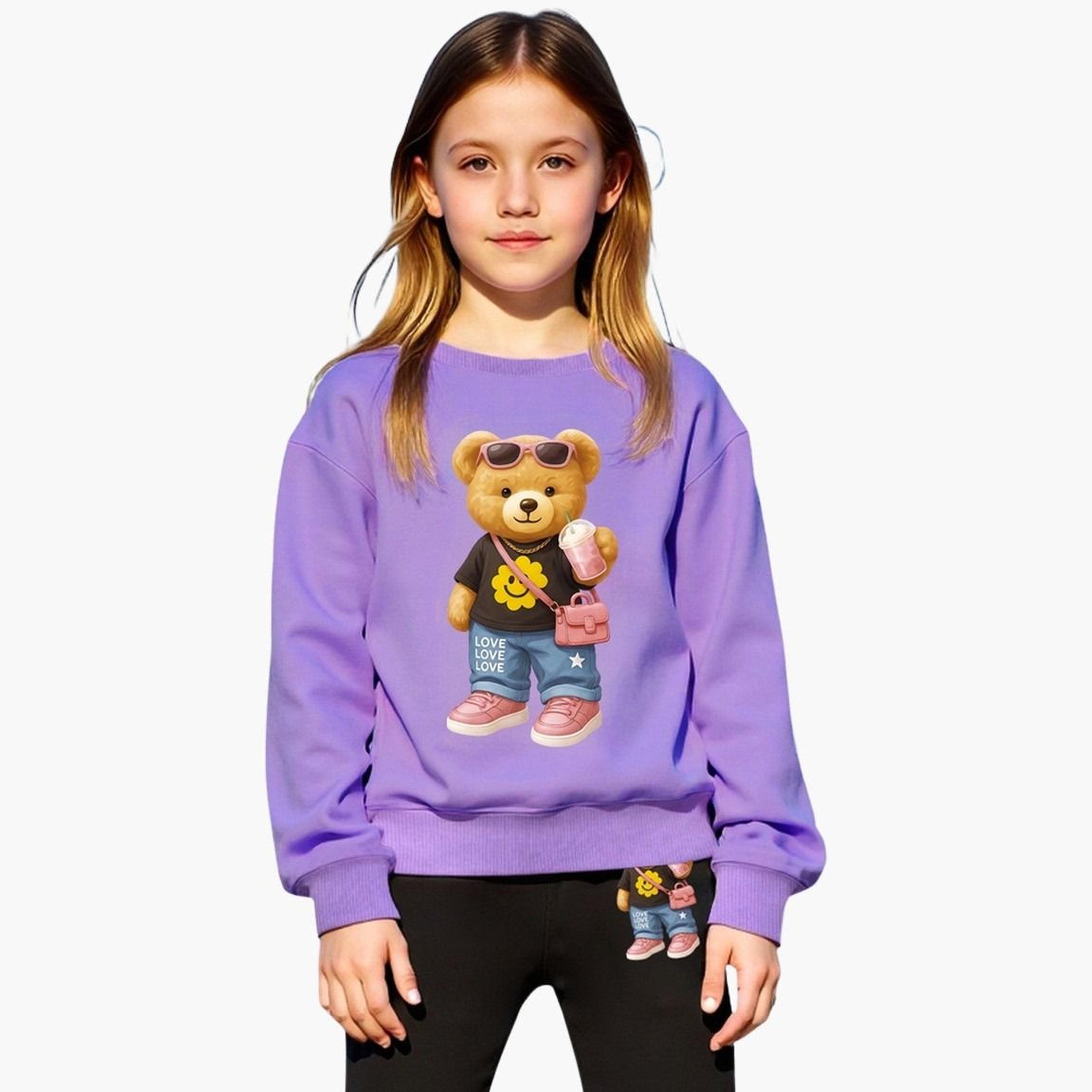 Take Two Teens Teddy Bear Graphic Sweatshirt and Flare Pants Set-girls-clothing-setsandcoords-image-3