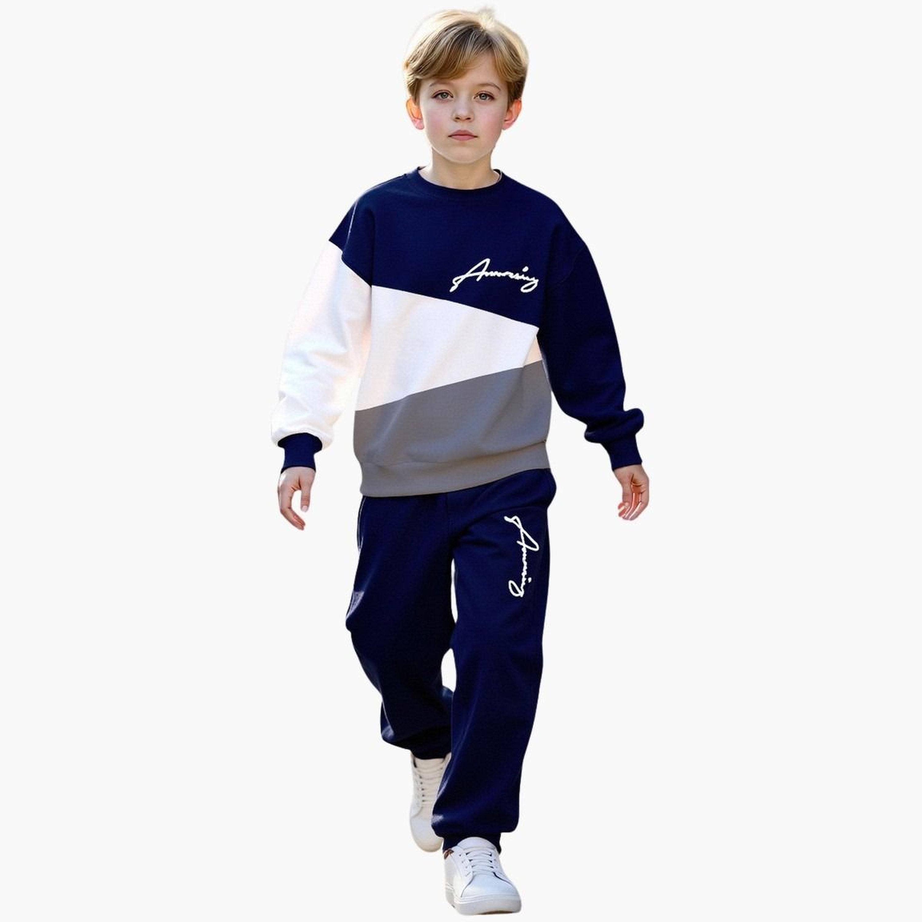 Take Two Teens Color Block Sweatshirt and Joggers Set-boys-clothing-setsandcoords-image-1