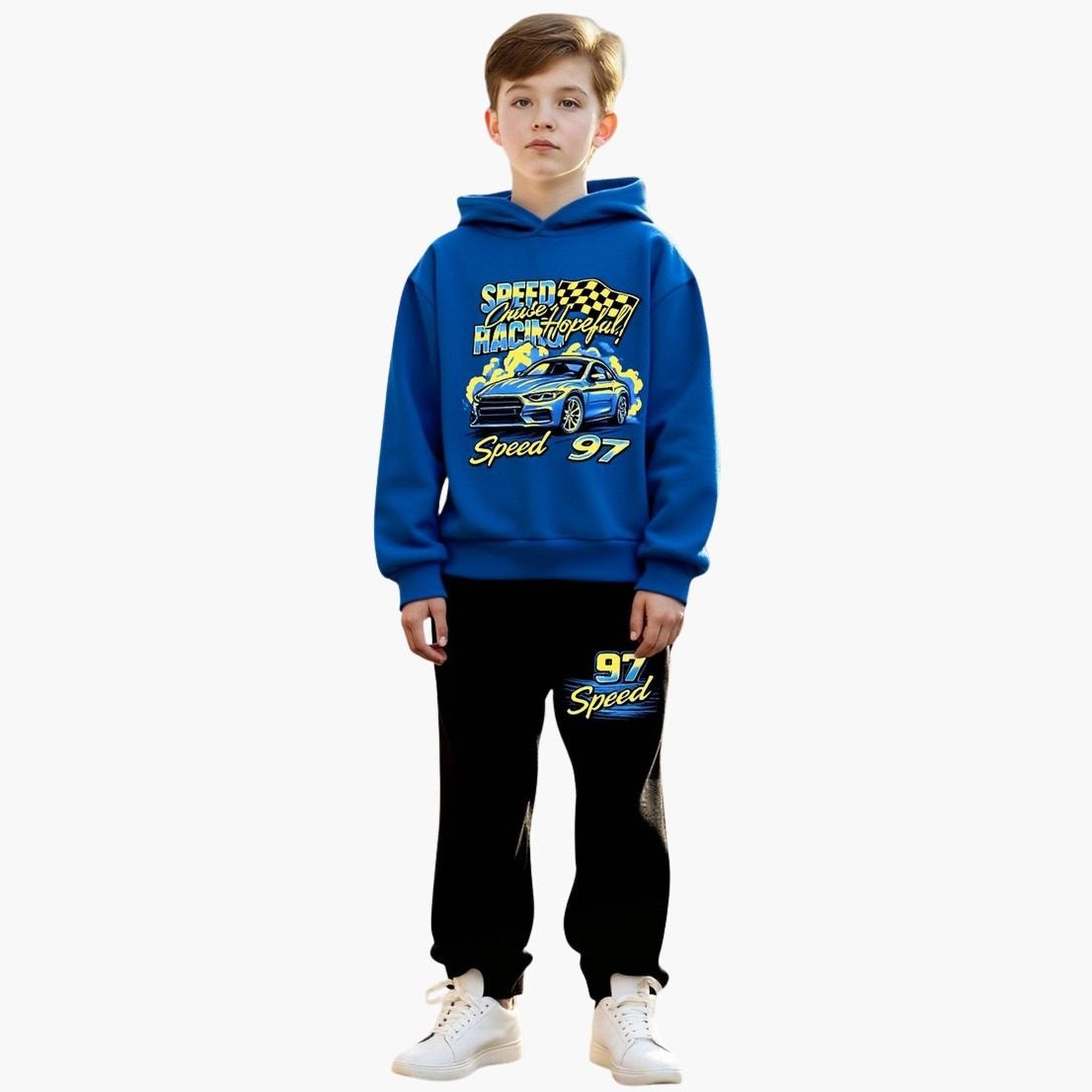 تيك تو - طقم هودي وبنطال رياضي بتصميم سيارة سباق للمراهقين-boys-clothing-setsandcoords-image-2