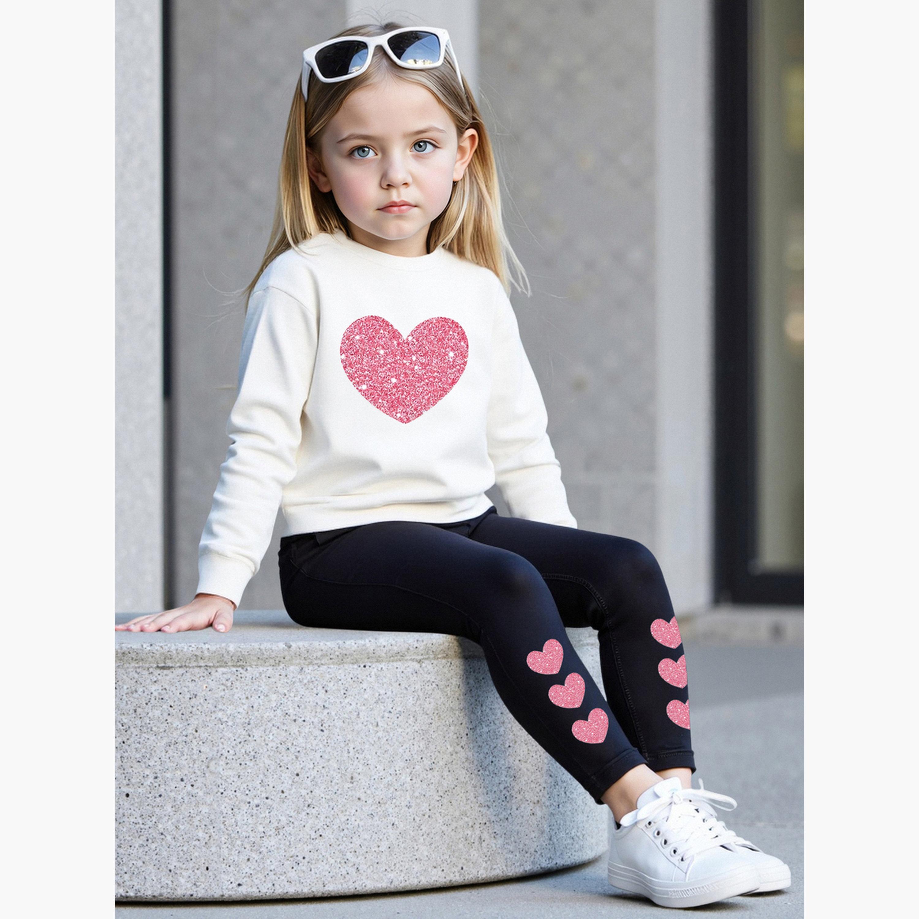 Take Two Girls Heart Print Sweatshirt and Leggings Set-girls-clothing-setsandcoords-image-2
