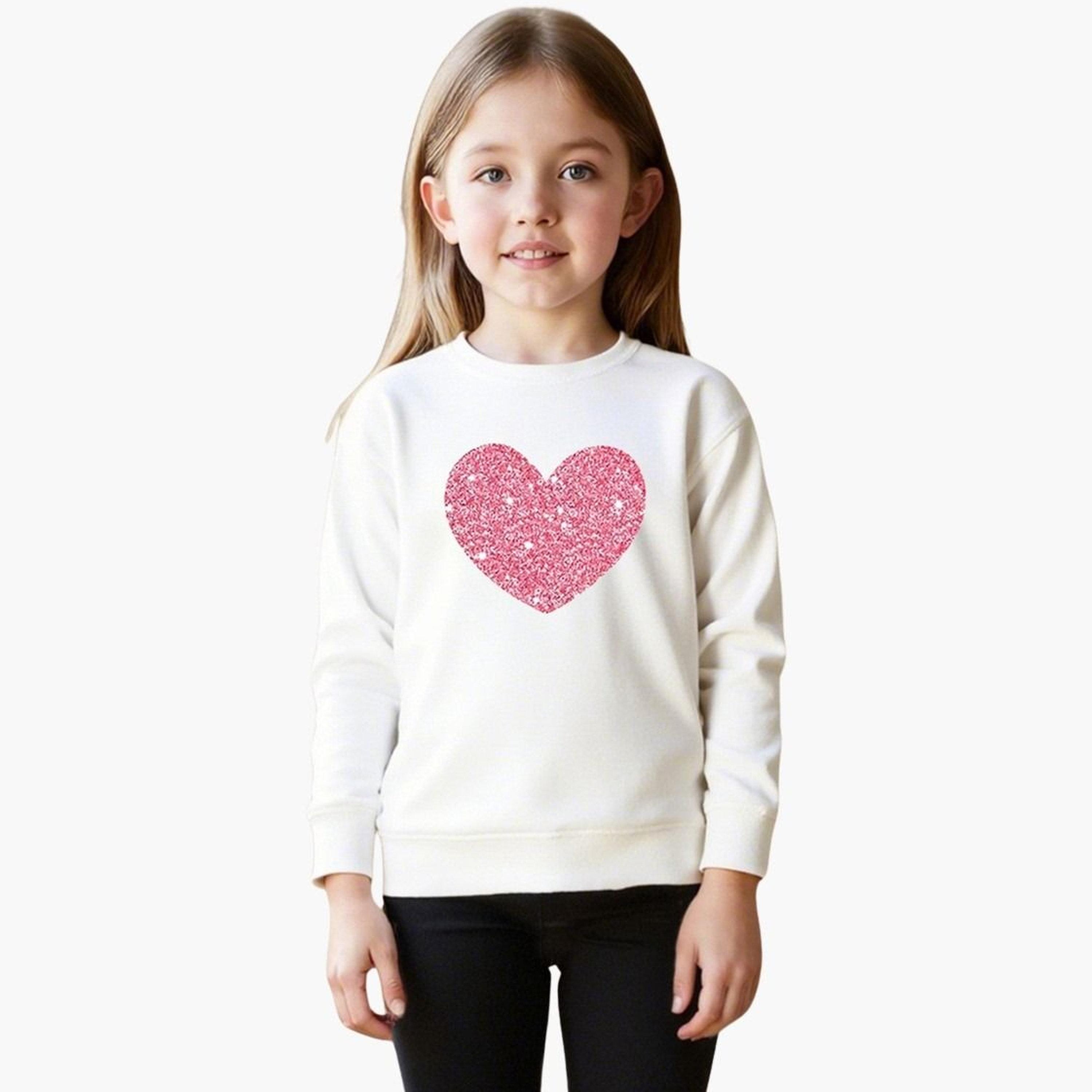 تيك تو - طقم سويت شيرت وبنطال ضيق بطبعة قلب للبنات-girls-clothing-setsandcoords-image-3