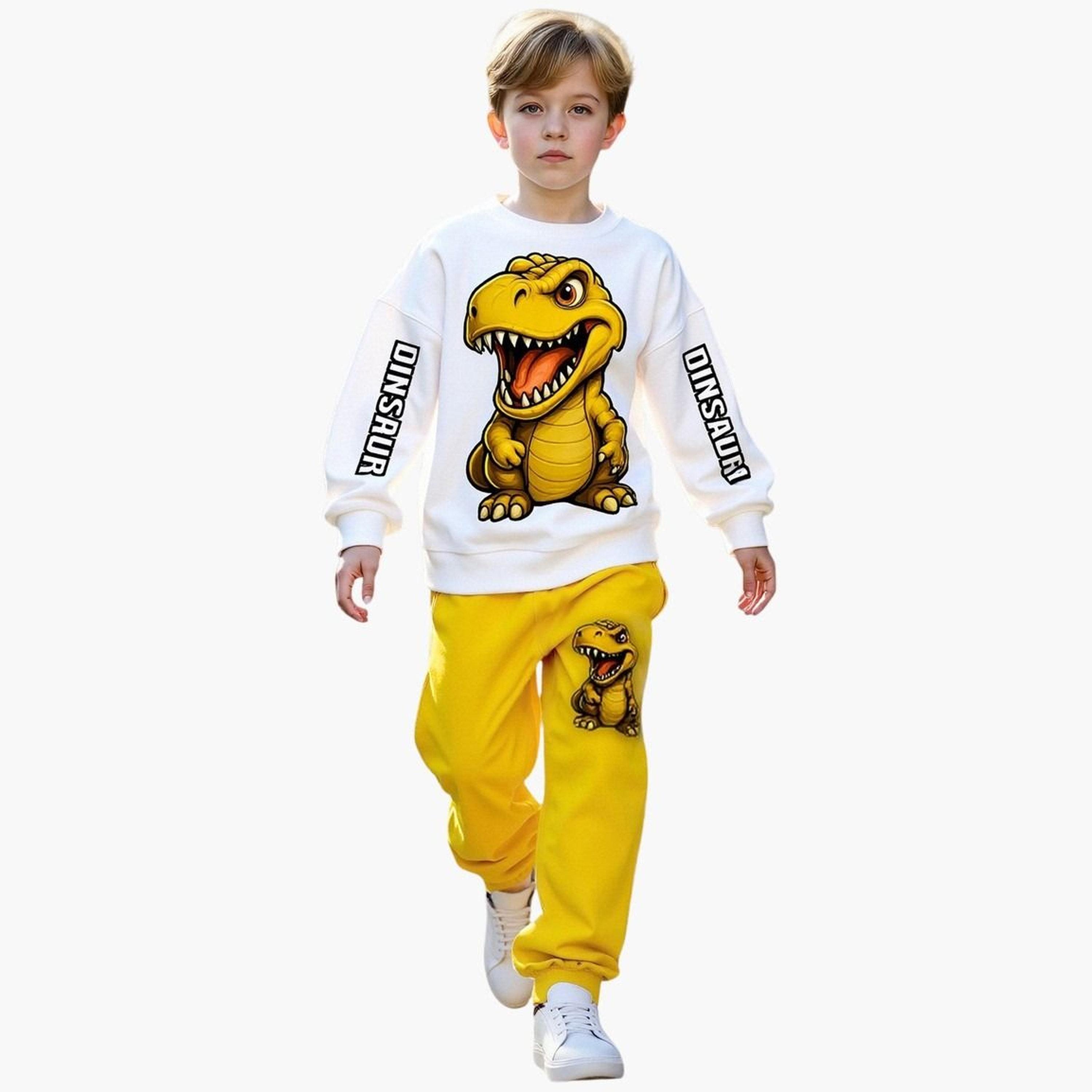 Take Two Teens Dinosaur Print Sweatshirt and Joggers Set-boys-clothing-setsandcoords-image-1