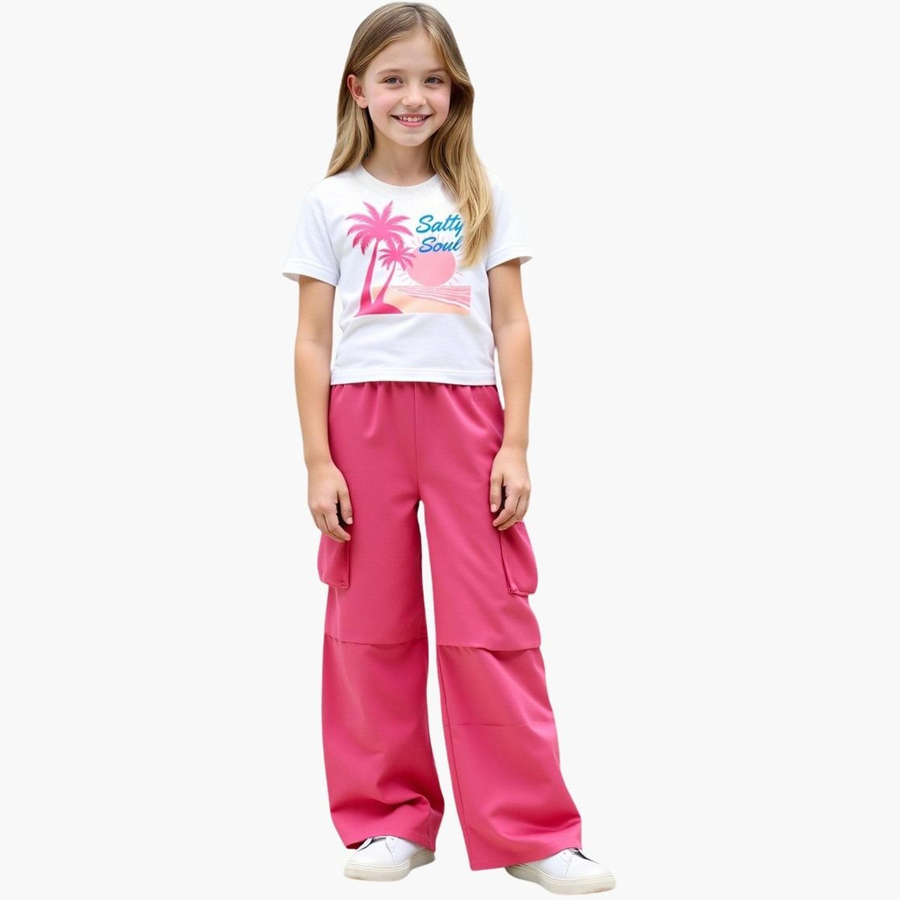Take Two Teens Graphic T-Shirt and Cargo Pants Set-girls-clothing-setsandcoords-image-1