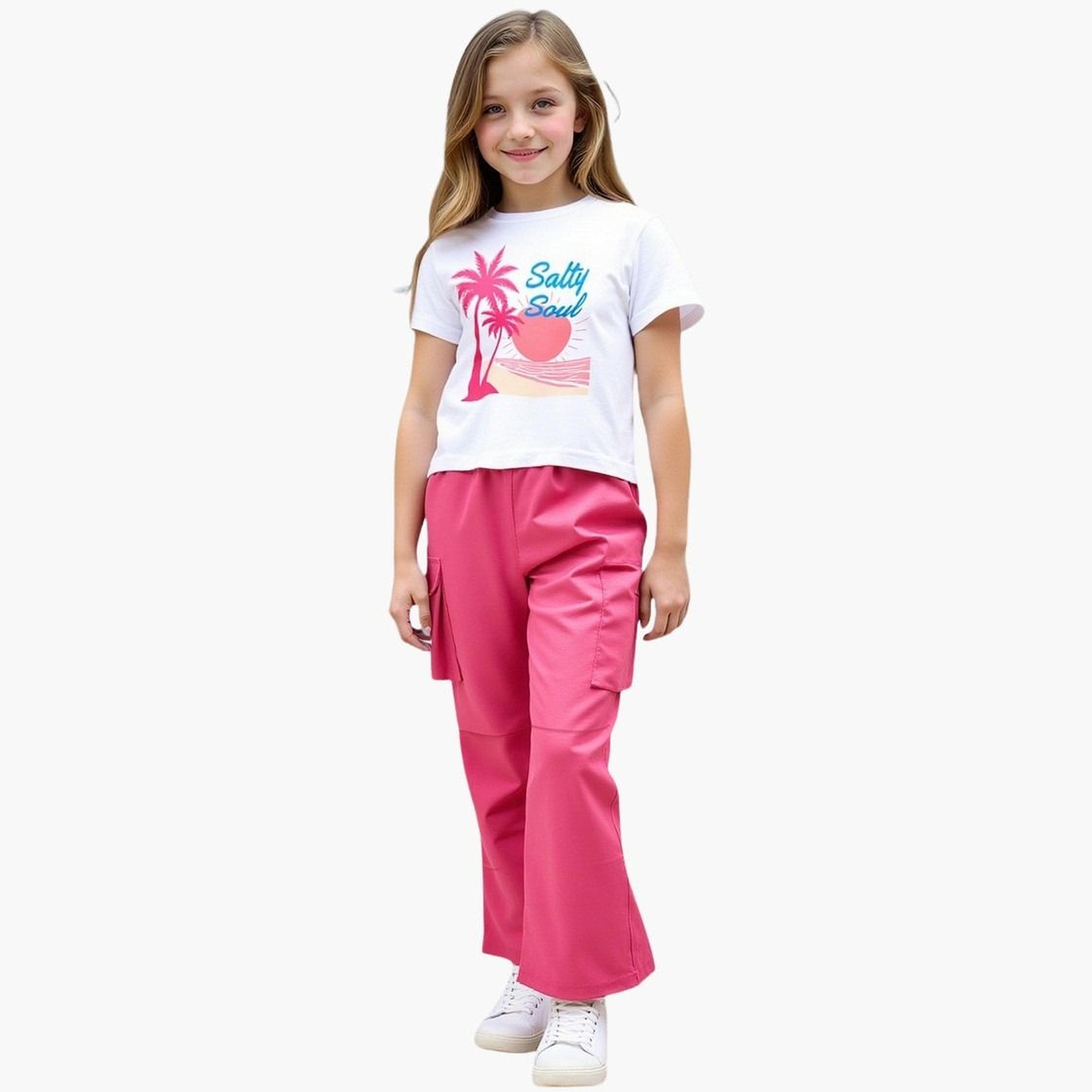 Take Two Teens Graphic T-Shirt and Cargo Pants Set-girls-clothing-setsandcoords-image-2