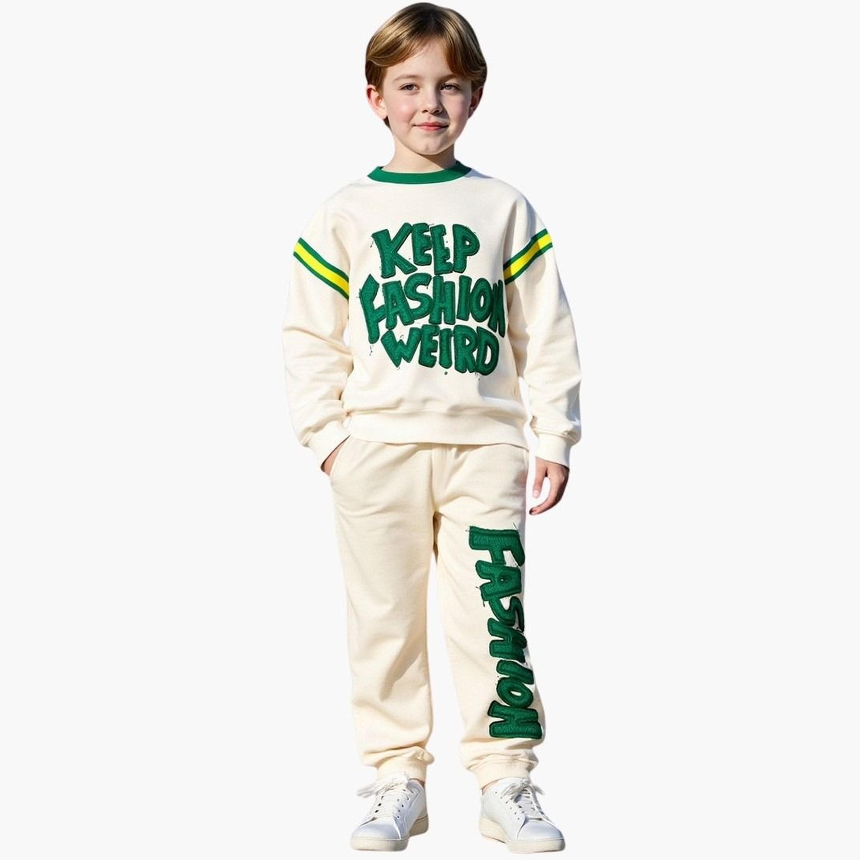تيك تو - طقم سويت شيرت وبنطال رياضي كريمي للمراهقين-boys-clothing-setsandcoords-image-2