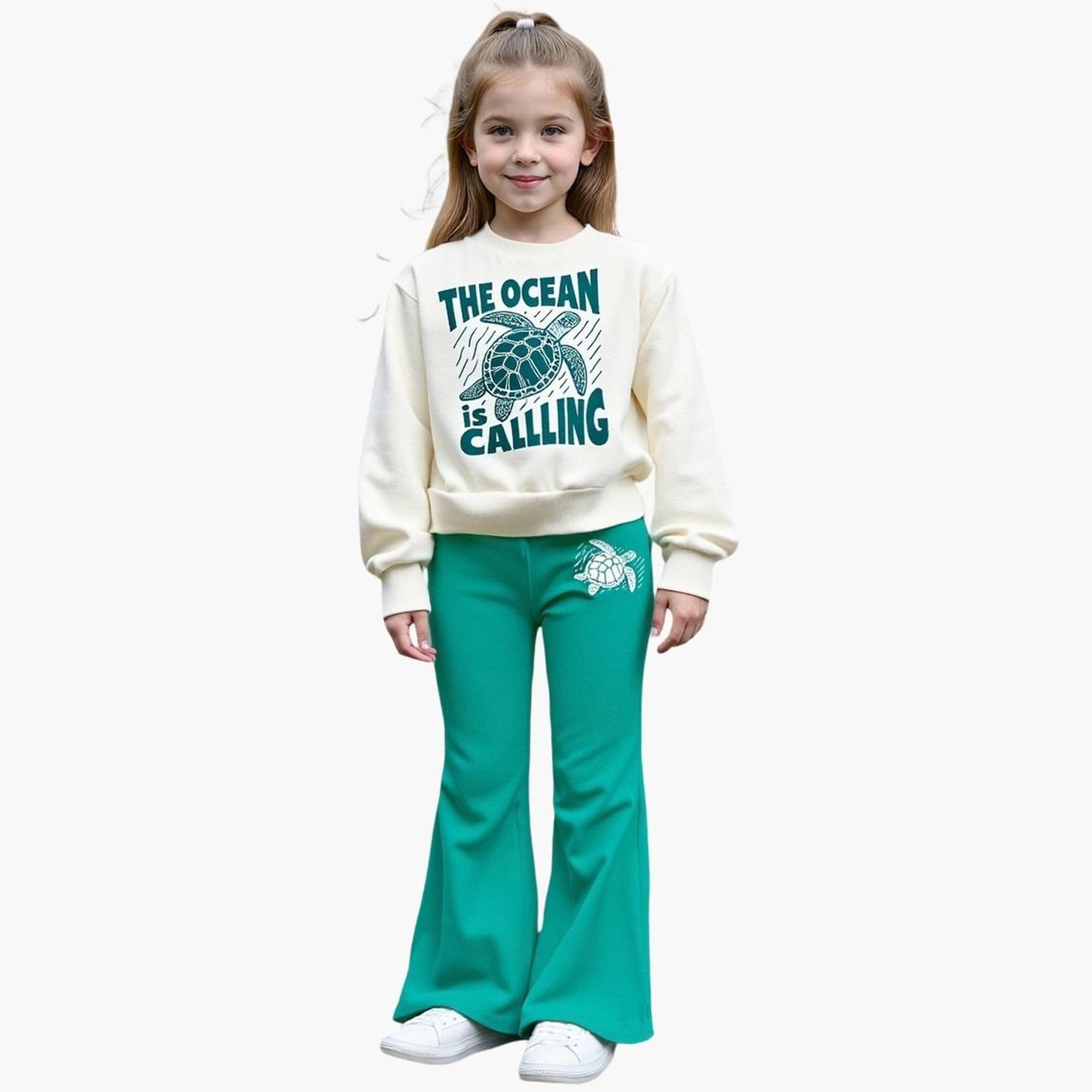 تيك تو - طقم سويت شيرت وبنطال واسع بطبعة سلحفاة للمراهقين-girls-clothing-setsandcoords-image-2