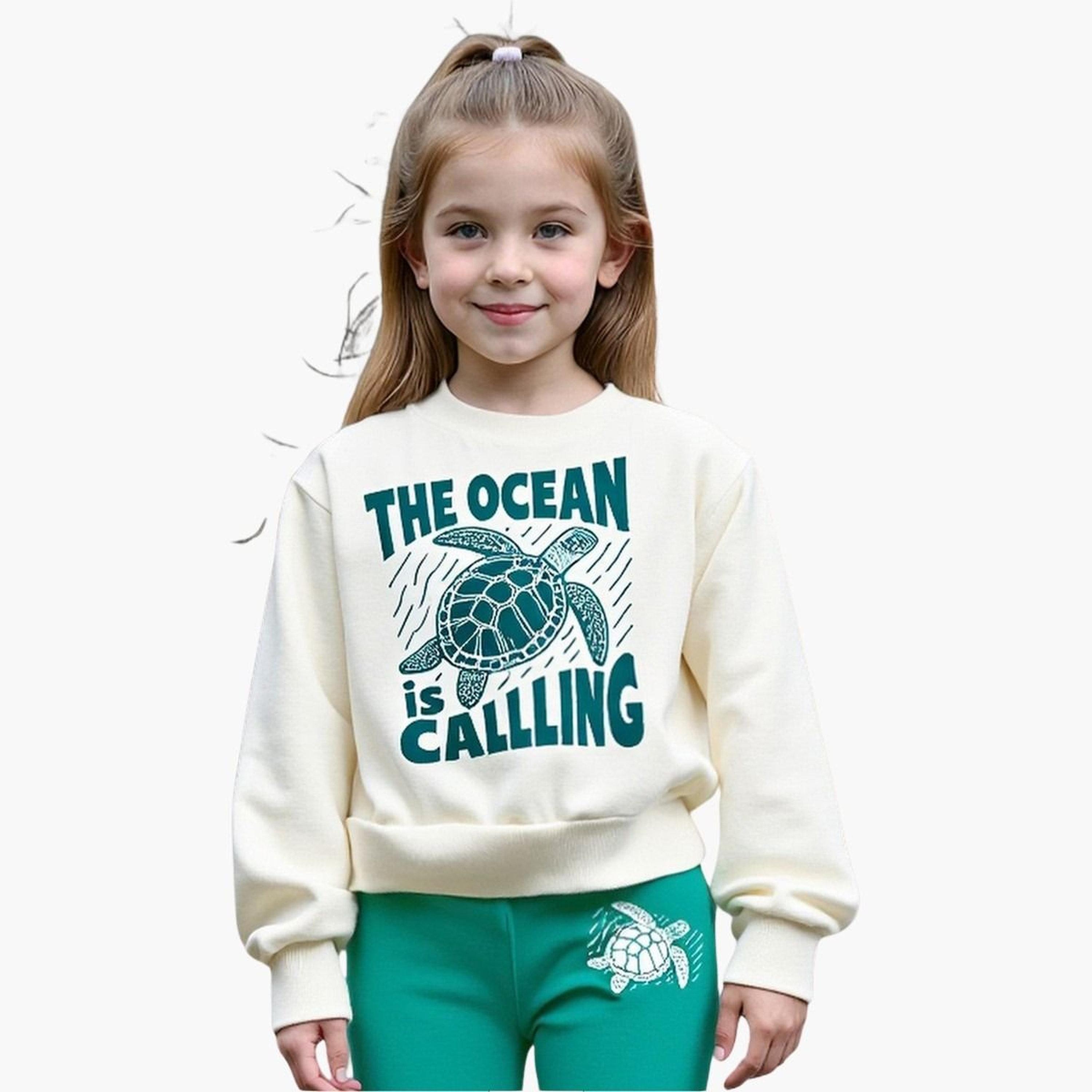 تيك تو - طقم سويت شيرت وبنطال واسع بطبعة سلحفاة للمراهقين-girls-clothing-setsandcoords-image-3
