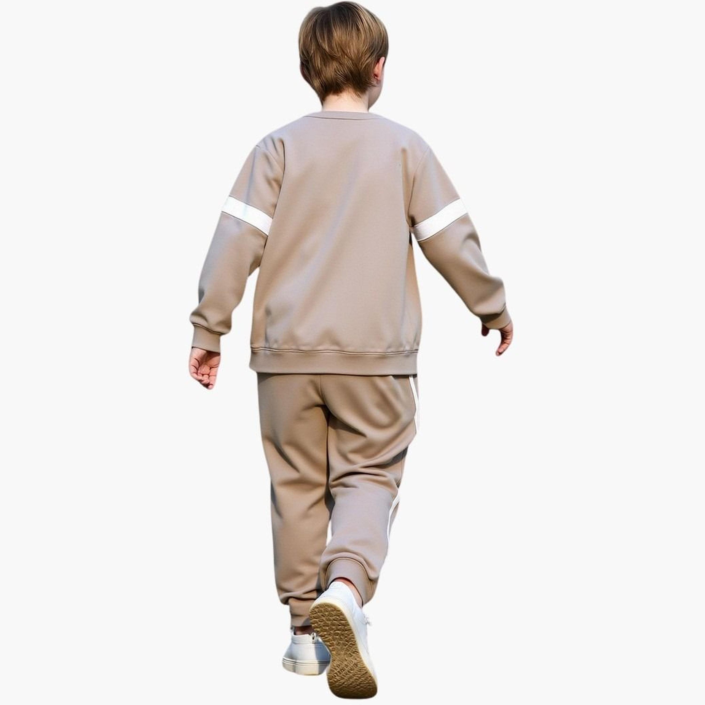تيك تو - طقم سويت شيرت وبنطال رياضي بطبعة أرقام لون بيج للمراهقين-boys-clothing-setsandcoords-image-5