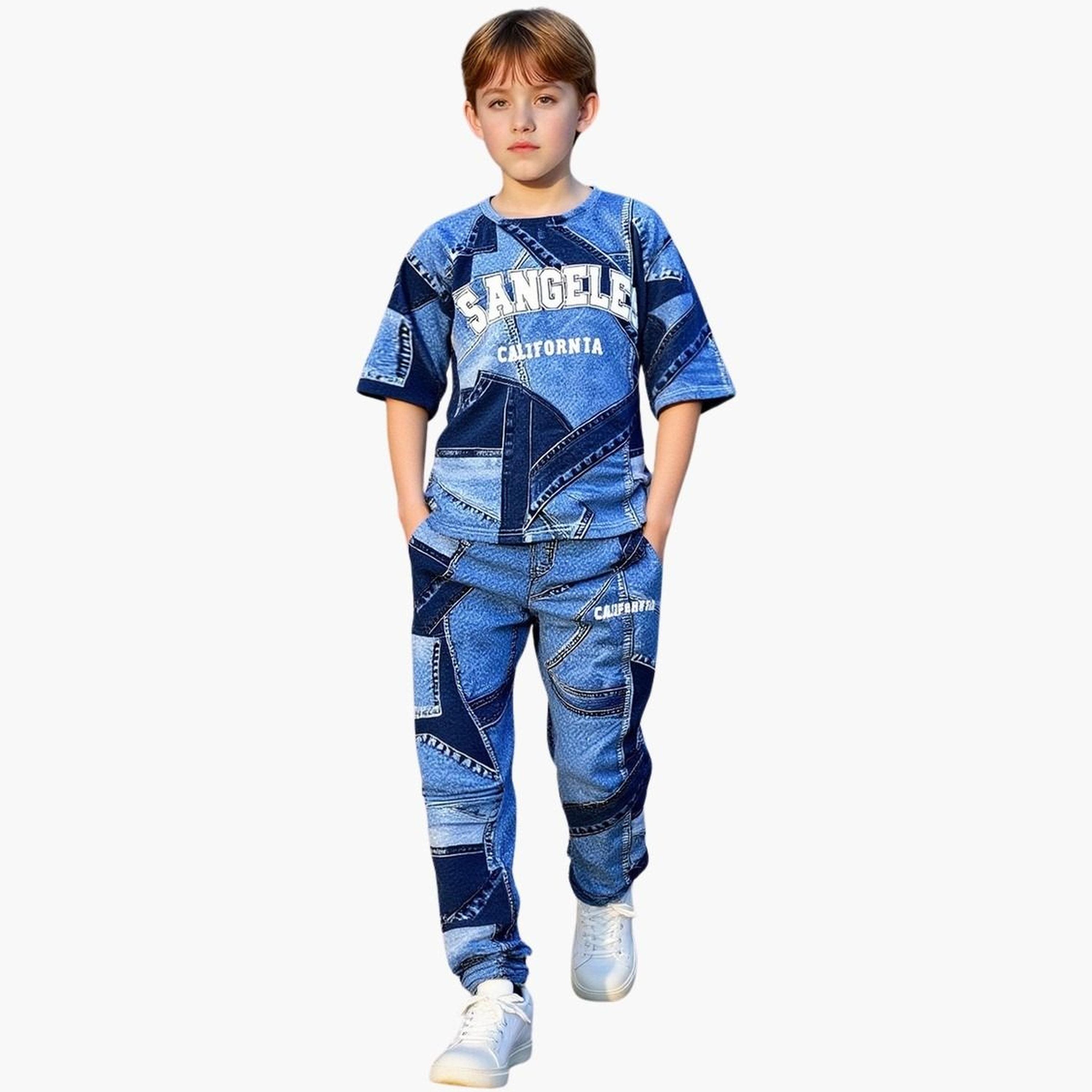 تيك تو - طقم تي شيرت وبنطال رياضي مطبوع للمراهقين برقبة دائرية-boys-clothing-setsandcoords-image-1