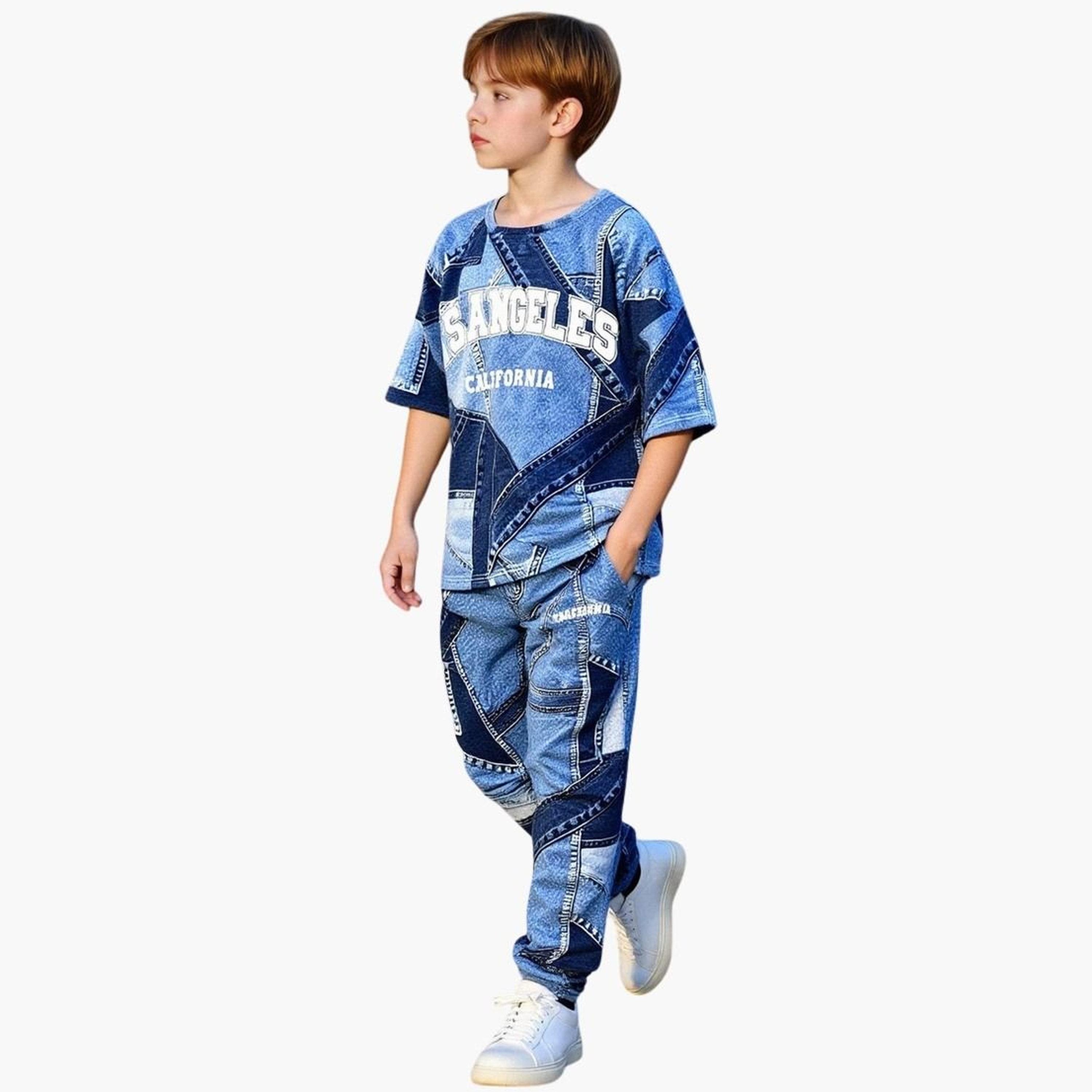 تيك تو - طقم تي شيرت وبنطال رياضي مطبوع للمراهقين برقبة دائرية-boys-clothing-setsandcoords-image-2