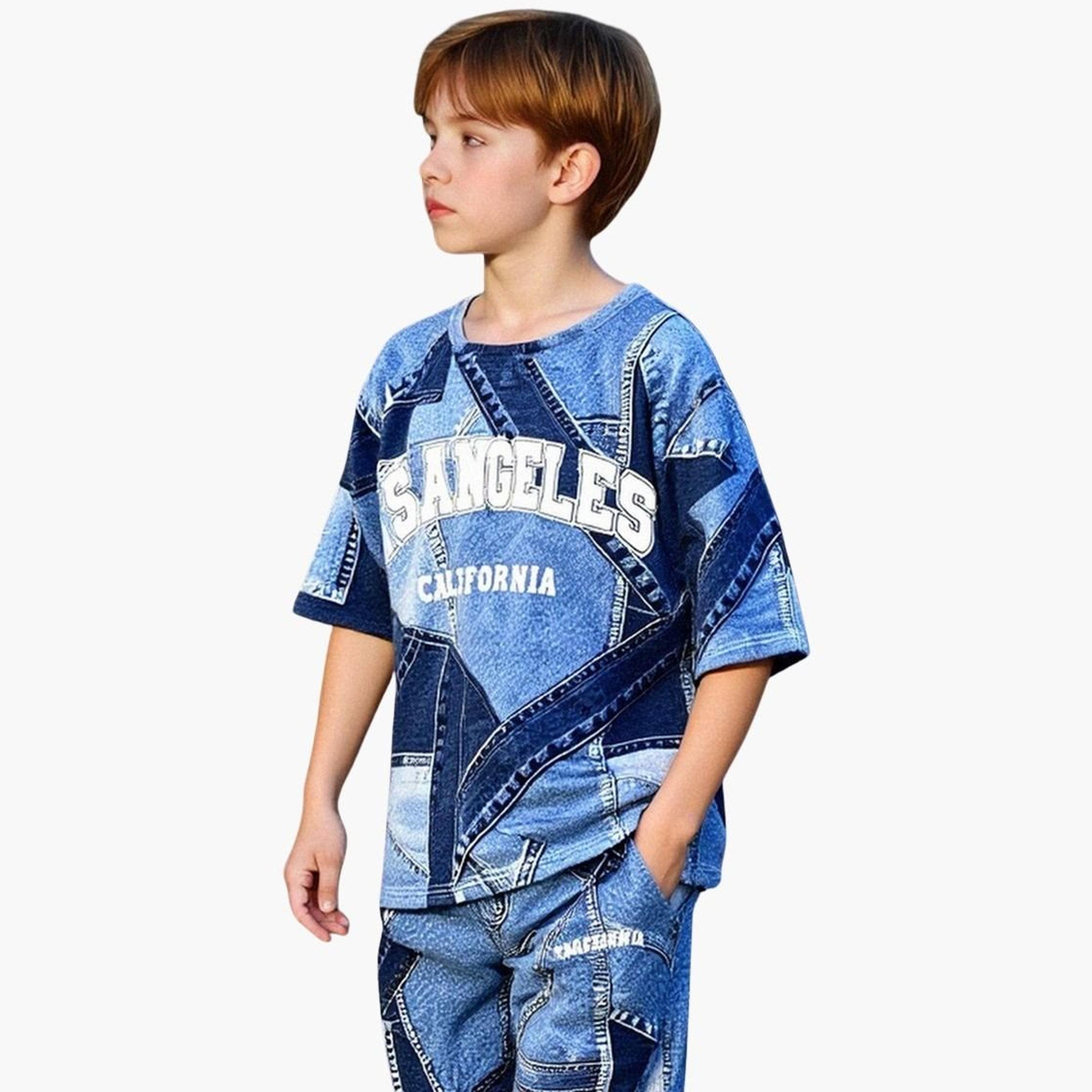 Take Two Teens Los Angeles California Printed Round Neck T-Shirt and Joggers Set-boys-clothing-setsandcoords-image-3