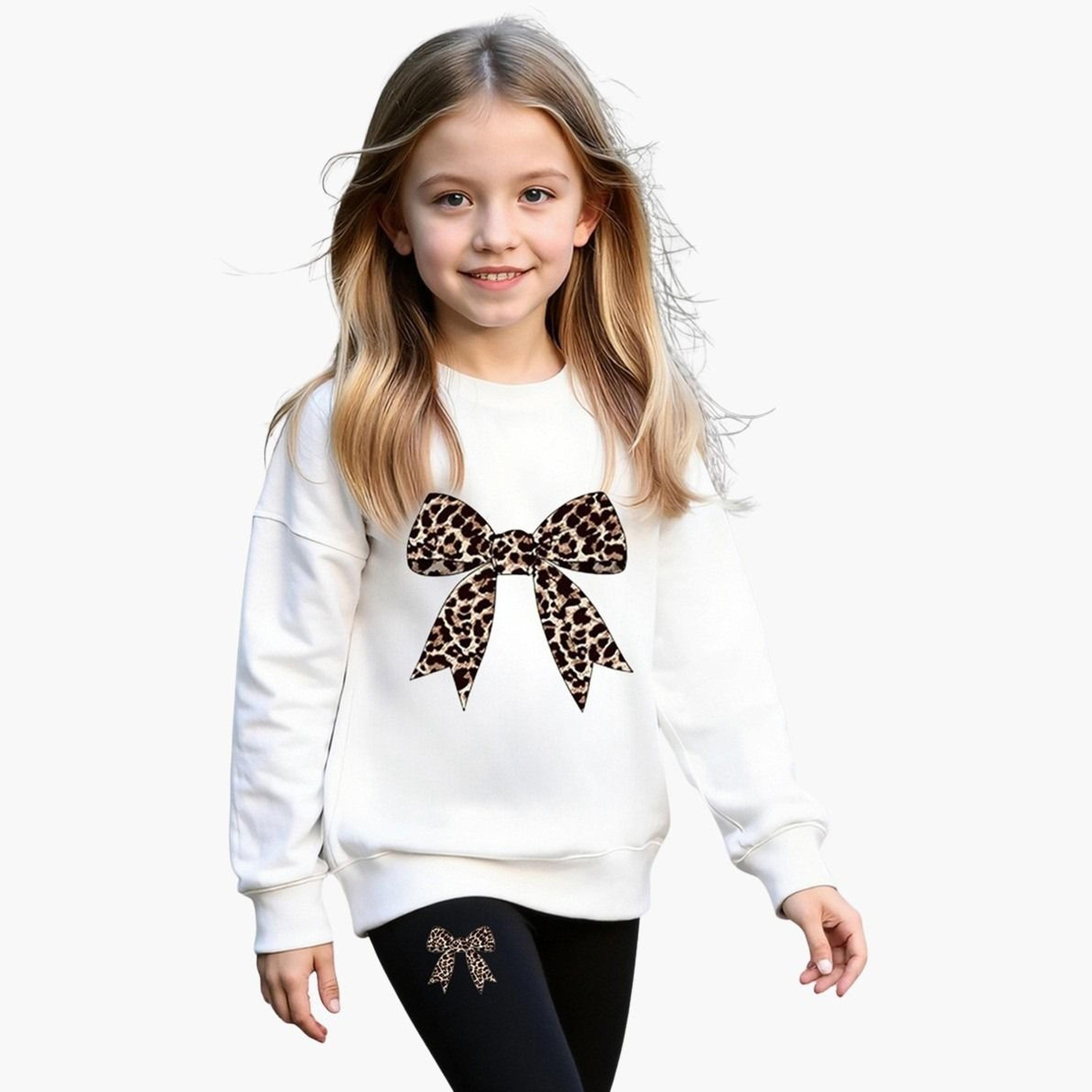 Take Two Teens Bow Print Sweatshirt and Leggings Set-girls-clothing-setsandcoords-image-4