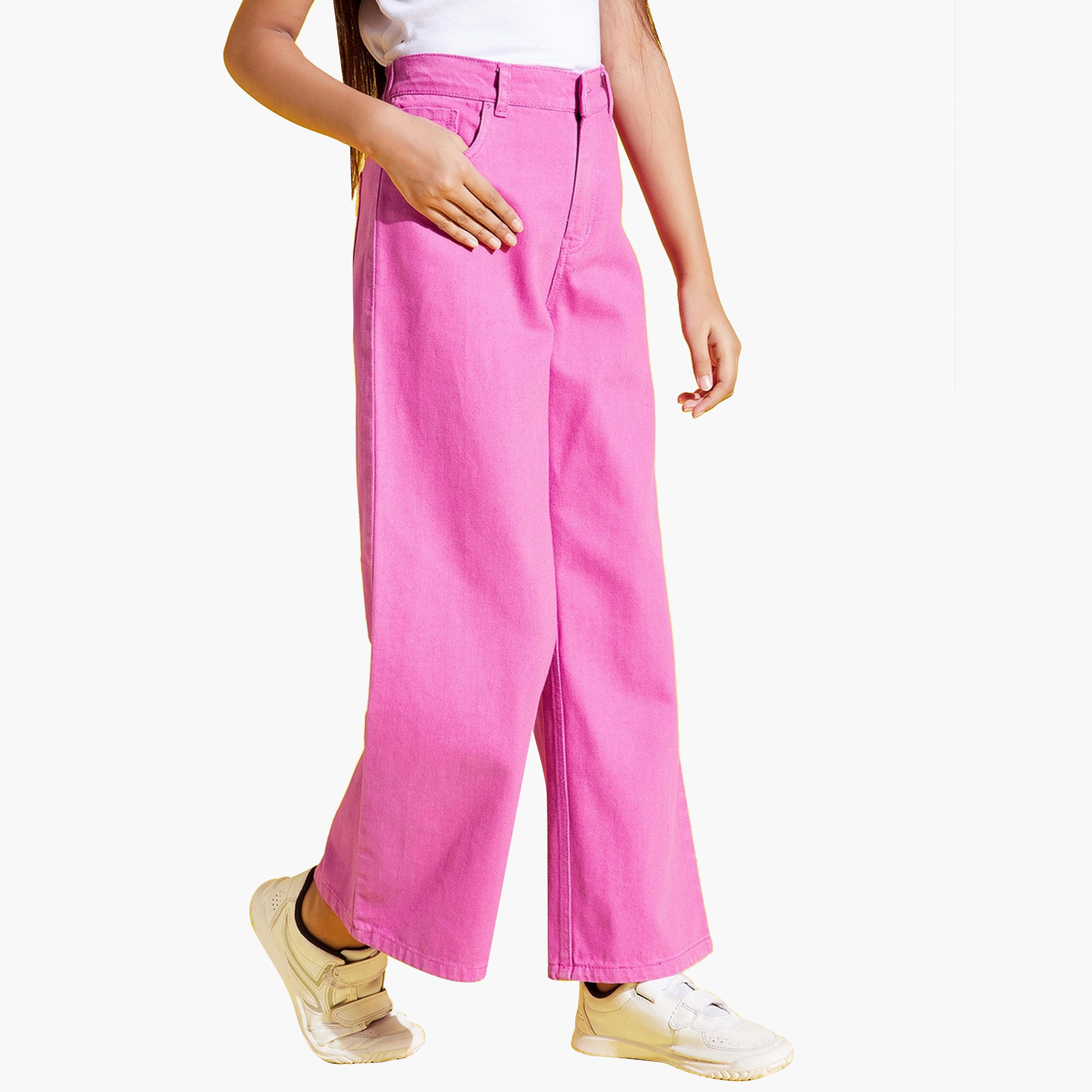 Noh-Voh Girls Pink Denim Straight Jeans-girls-clothing-bottoms-jeansandjeggings-image-4