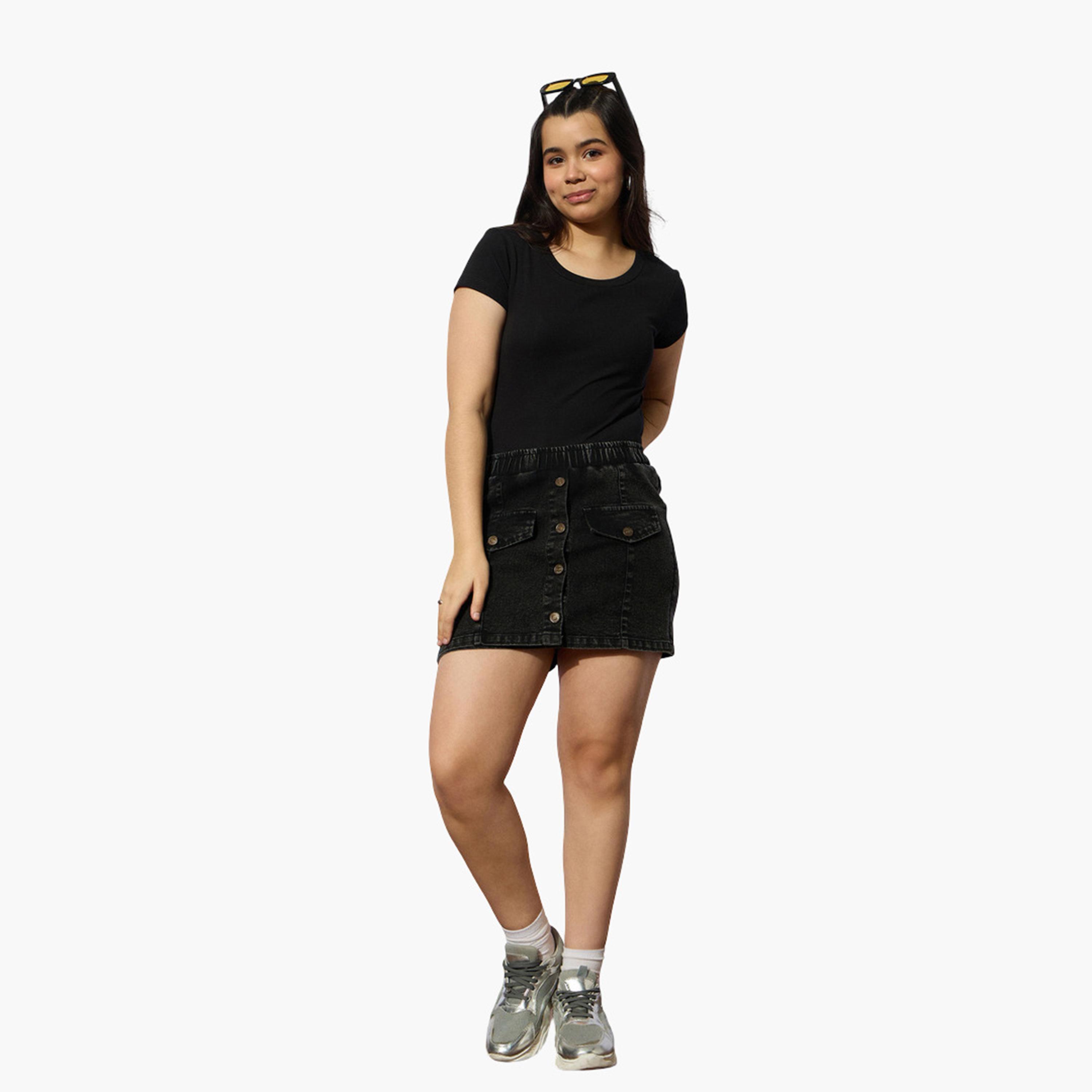 نوه-فوه - بلوزة سوداء مضلعة بأكمام قصيرة للبنات-girls-clothing-tshirts-image-6