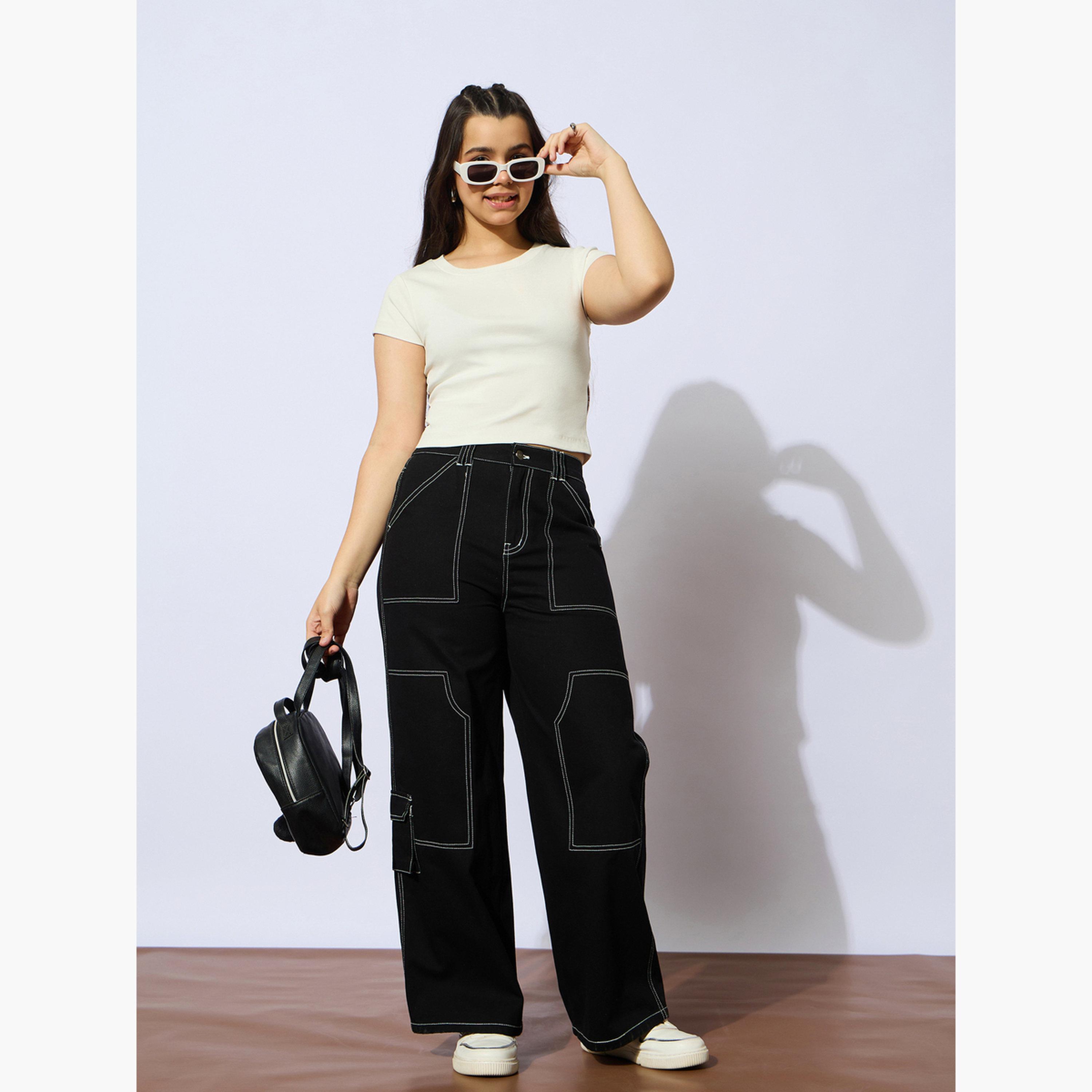 نوه-فوه - بلوزة بأكمام قصيرة مضلعة لون أبيض العاجي للبنات-girls-clothing-tshirts-image-2