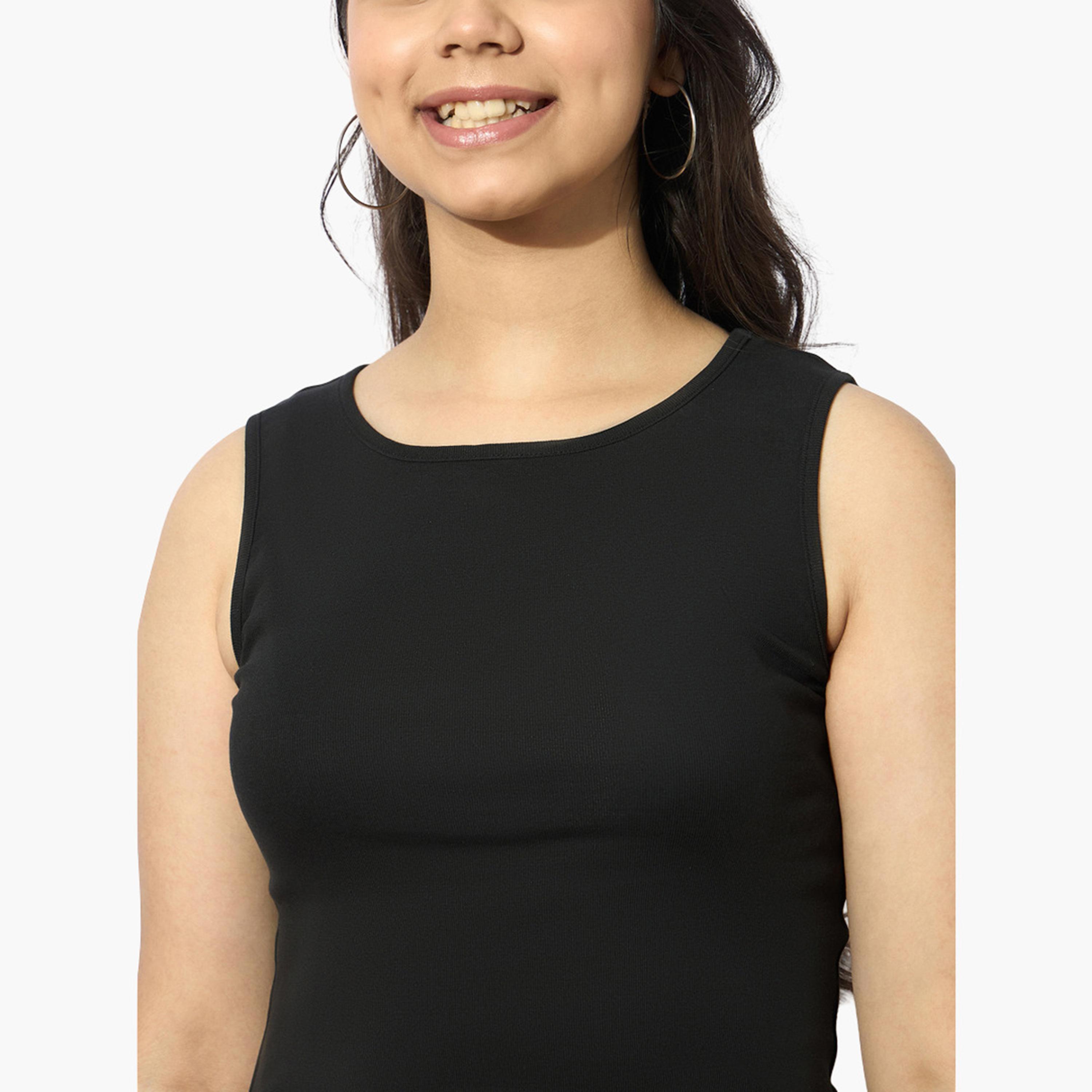 نوه-فوه - بلوزة سوداء بدون أكمام مضلعة من الجانب للبنات-girls-clothing-tshirts-image-4