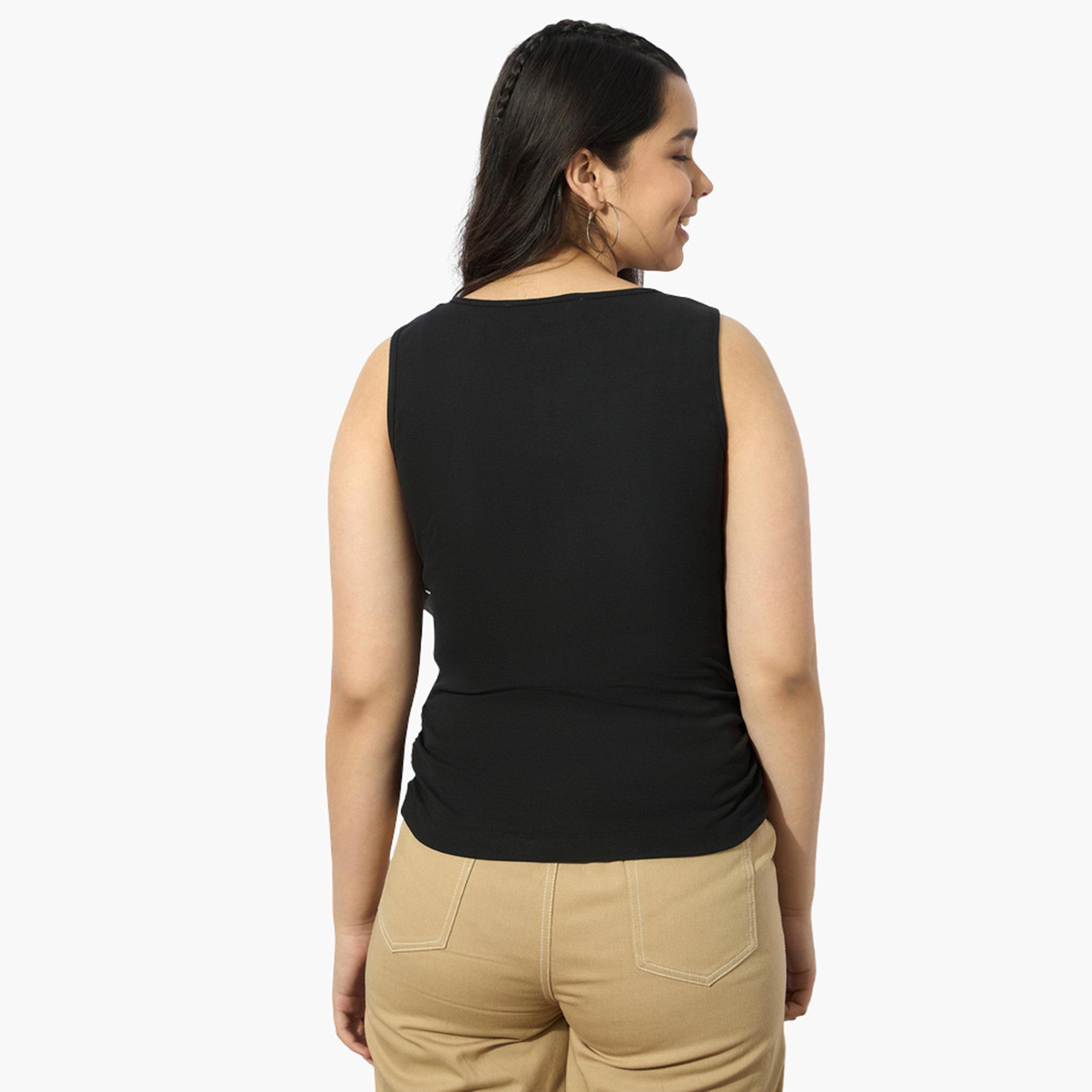 نوه-فوه - بلوزة سوداء بدون أكمام مضلعة من الجانب للبنات-girls-clothing-tshirts-image-5