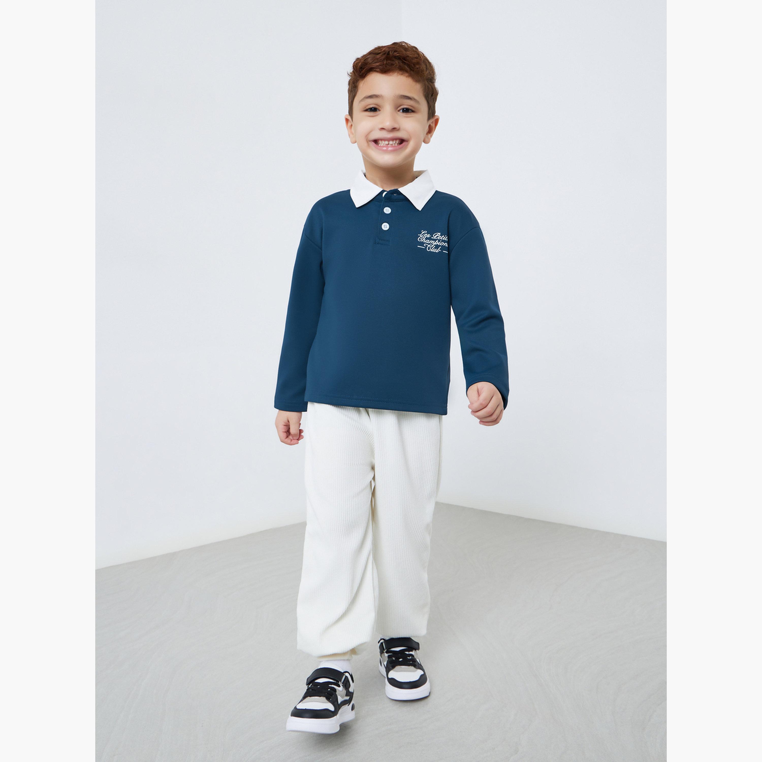 Styli Slogan Print Long Sleeve Polo T-Shirt-boys-clothing-tshirtsandpolos-image-2