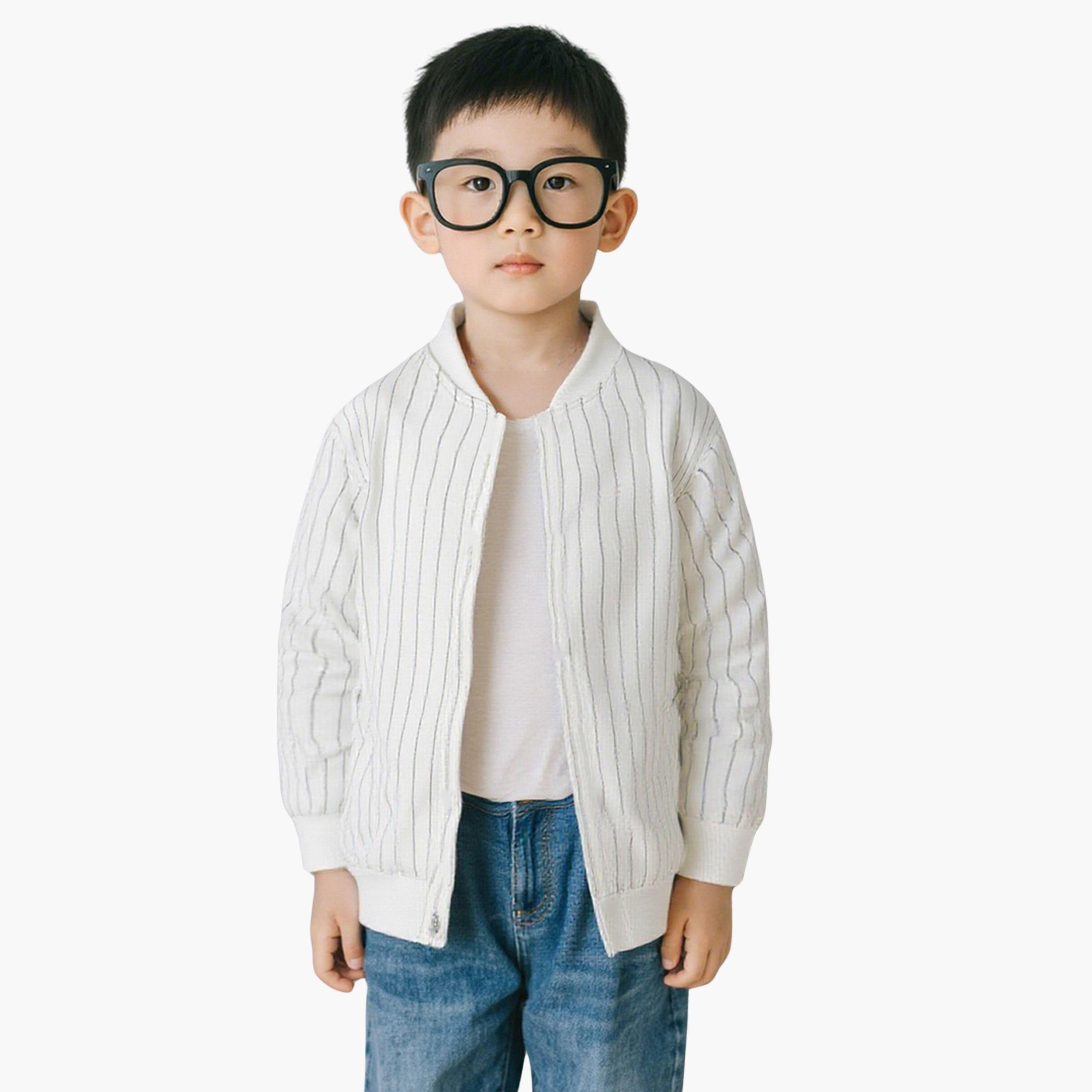 Take Two Striped Mock Neck Long Sleeves Boy's Zip Through Sweatshirt-boys-clothing-jacketsandcoats-image-1