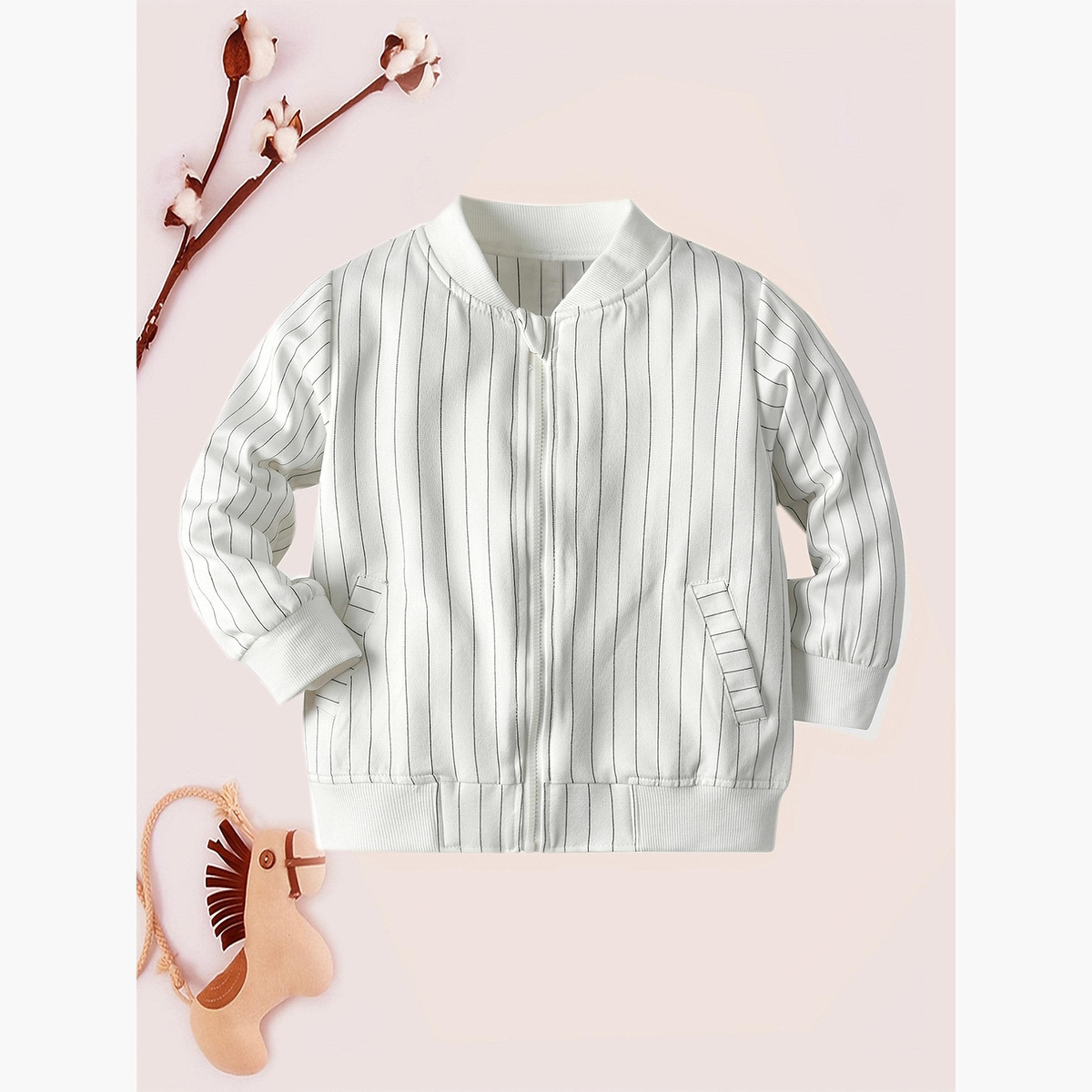 Take Two Striped Mock Neck Long Sleeves Boy's Zip Through Sweatshirt-boys-clothing-jacketsandcoats-image-2