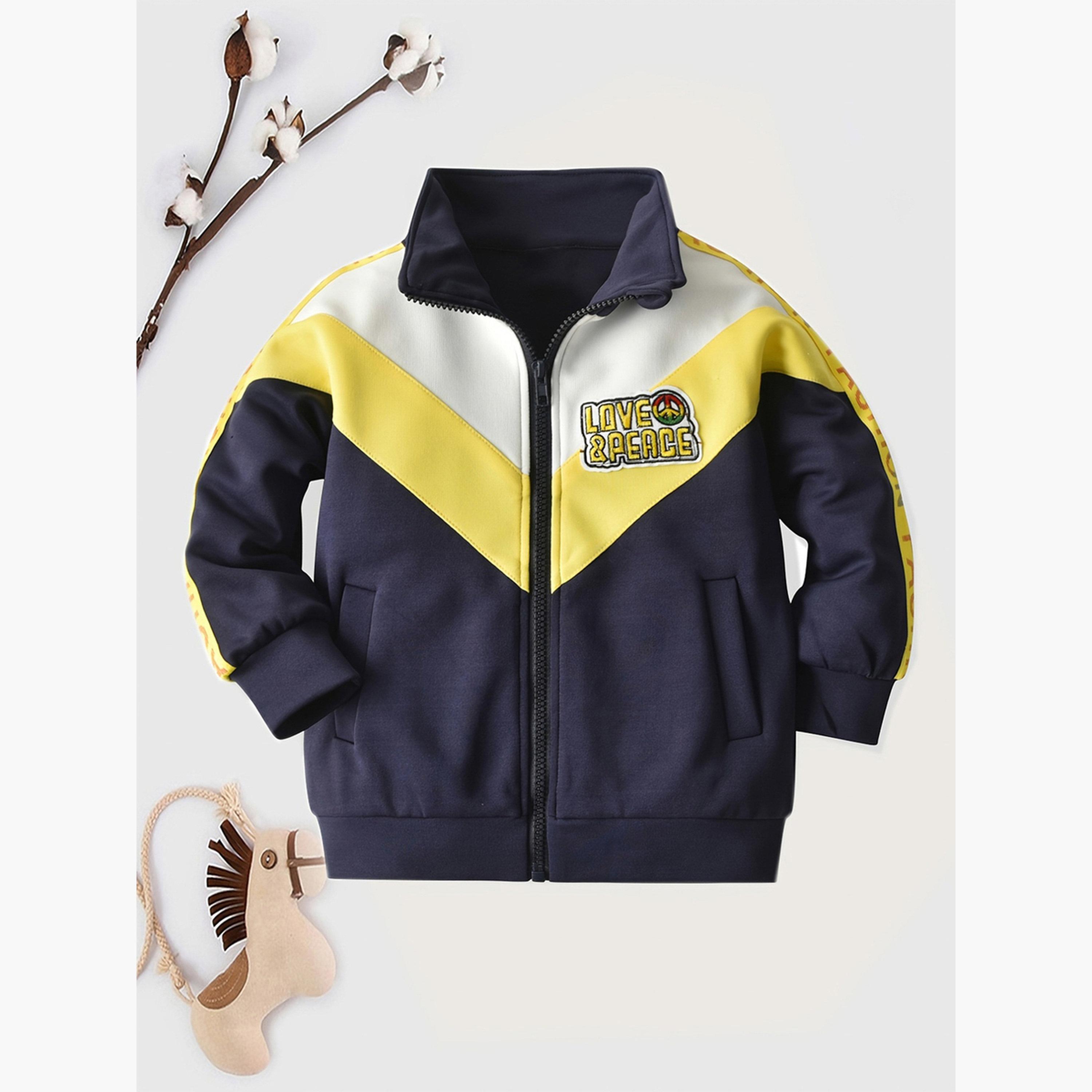 Take Two Color Block Collared Long Sleeves Boy's Zip Through Jacket-boys-clothing-jacketsandcoats-image-2
