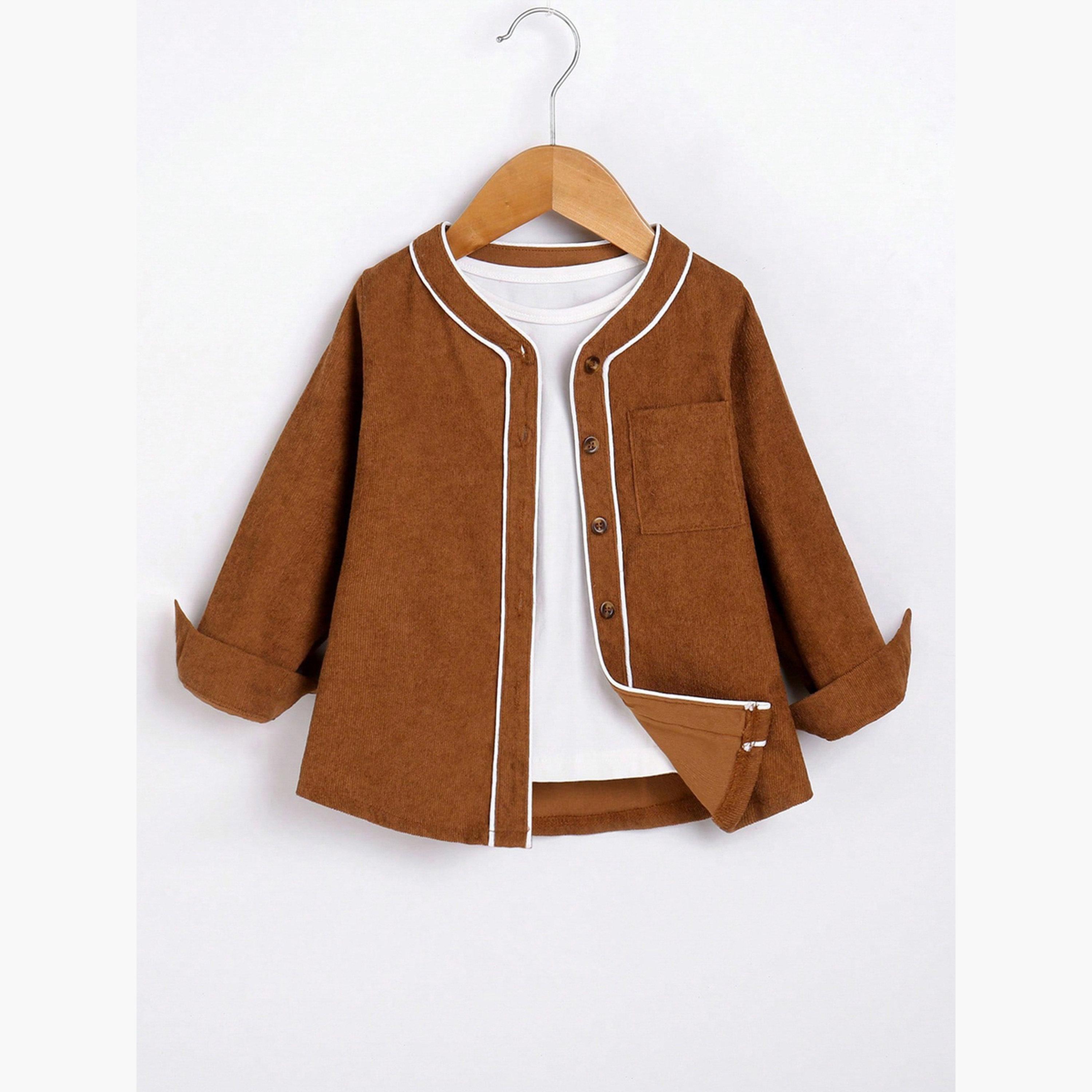 Take Two Solid Round Neck Long Sleeves Boy's Button Through Jacket-boys-clothing-jacketsandcoats-image-2