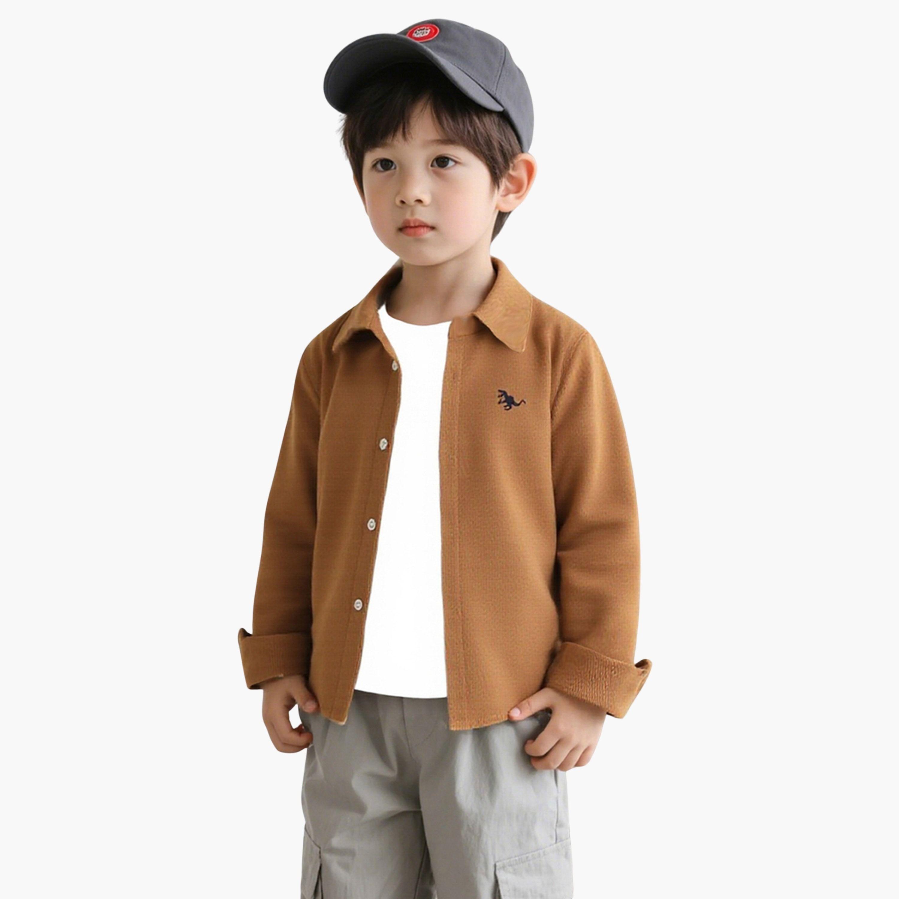 Take Two Solid Collared Long Sleeves Boy's Button Through Jacket-boys-clothing-jacketsandcoats-image-1