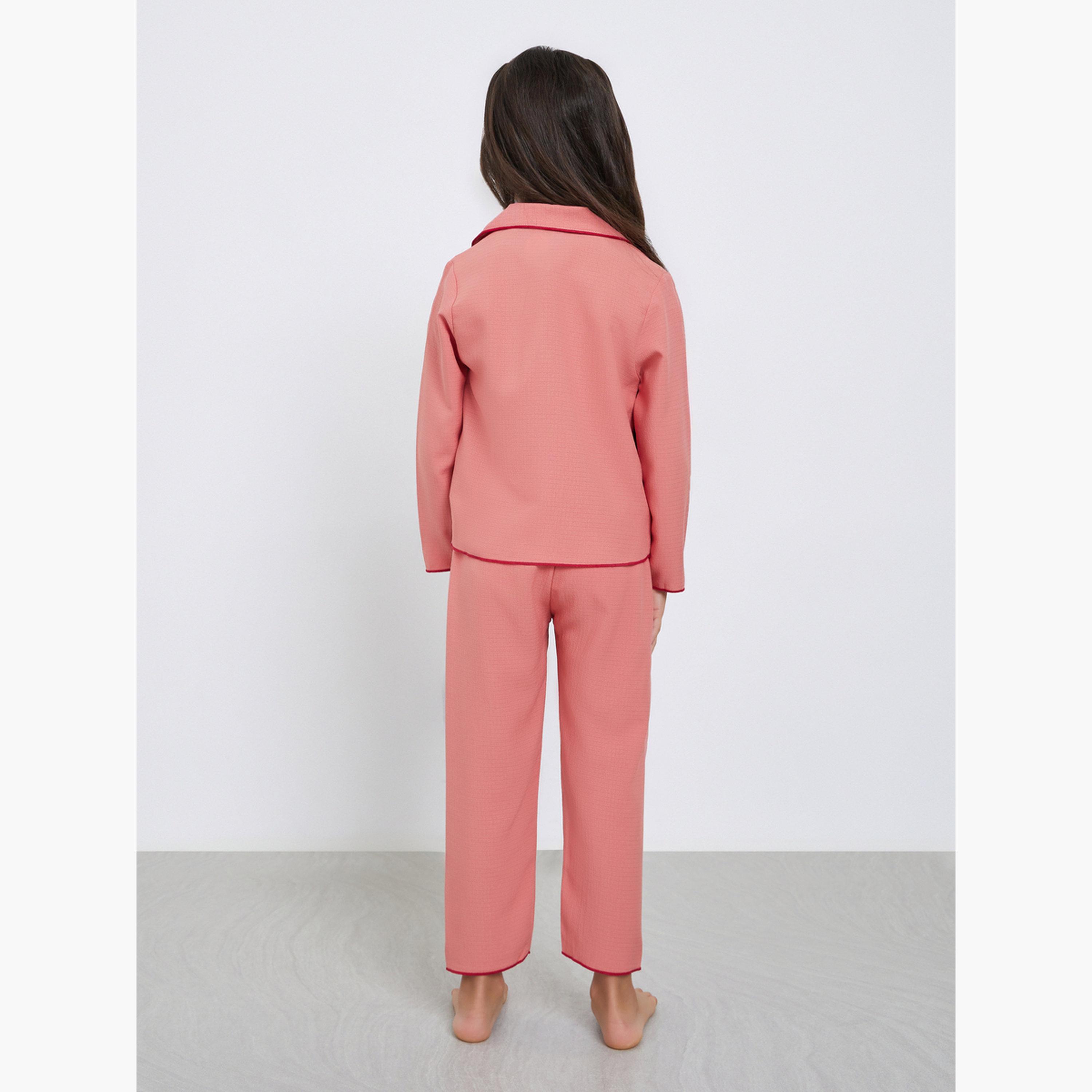 تيك تو - بيجاما قميص بتفاصيل جيوب صدئة للبنات-girls-clothing-nightwear-image-5