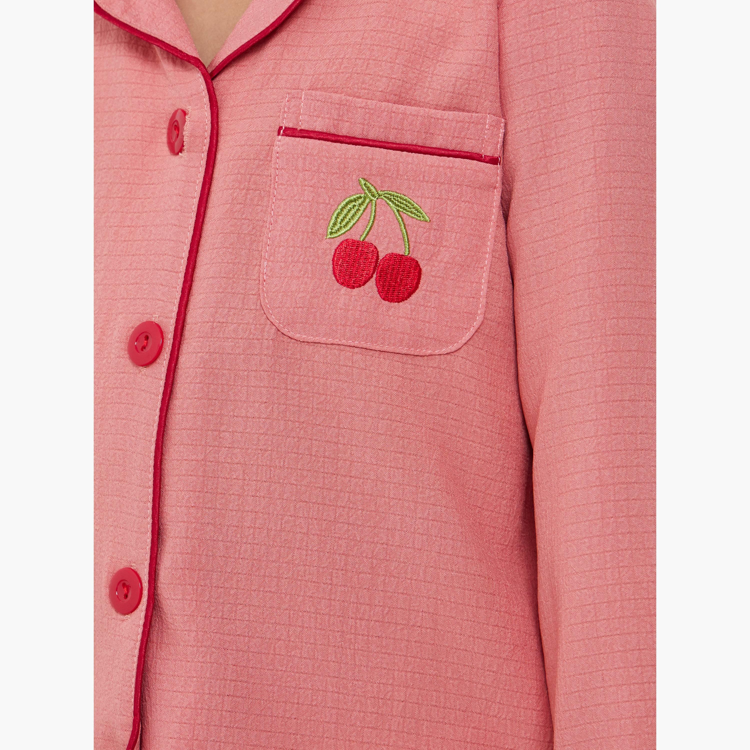 Take Two Girls Rust Pocket Detail Shirt and Pyjama Set-girls-clothing-nightwear-image-6