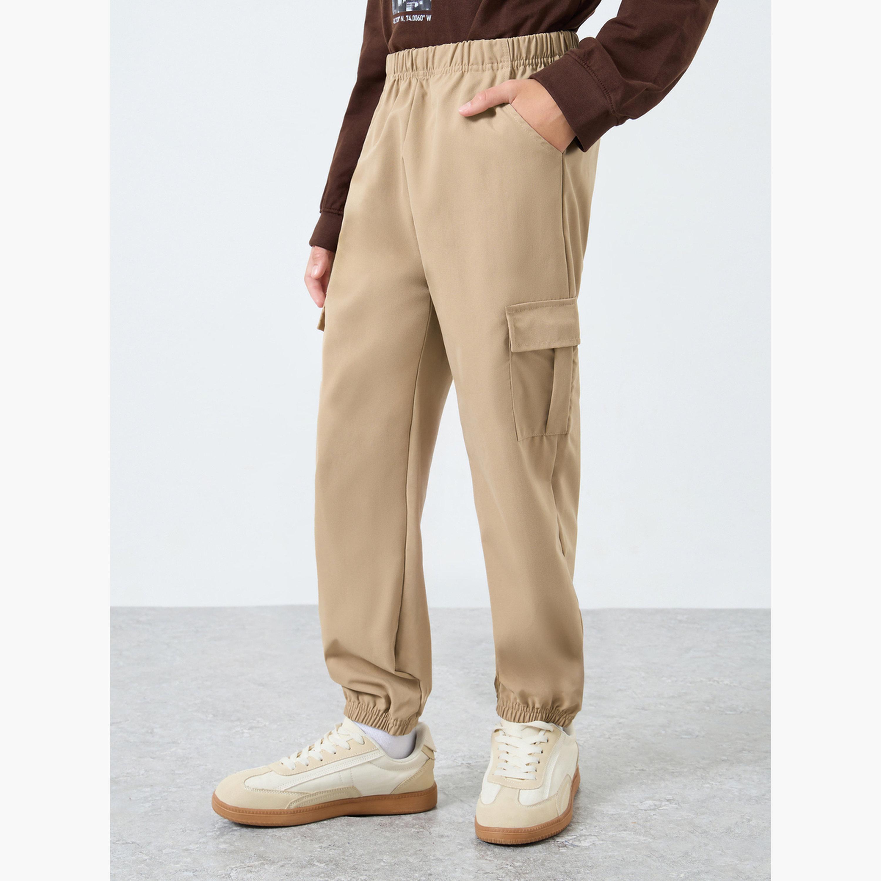 ستايلي - بنطال رياضي سادة للأطفال باللون البيج-boys-clothing-bottoms-joggersandtrackpants-image-1