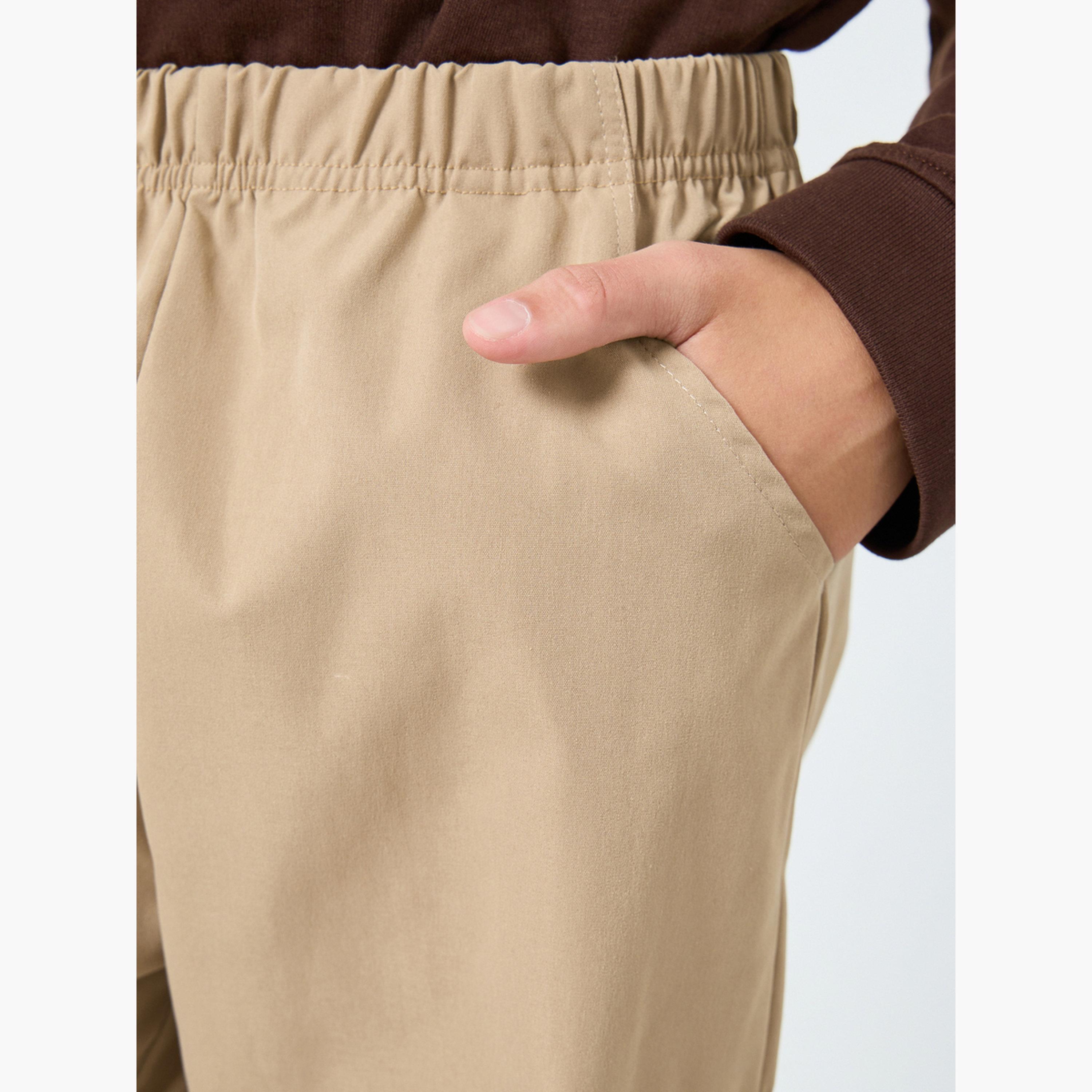 Styli Kids Beige Solid Joggers-boys-clothing-bottoms-joggersandtrackpants-image-3