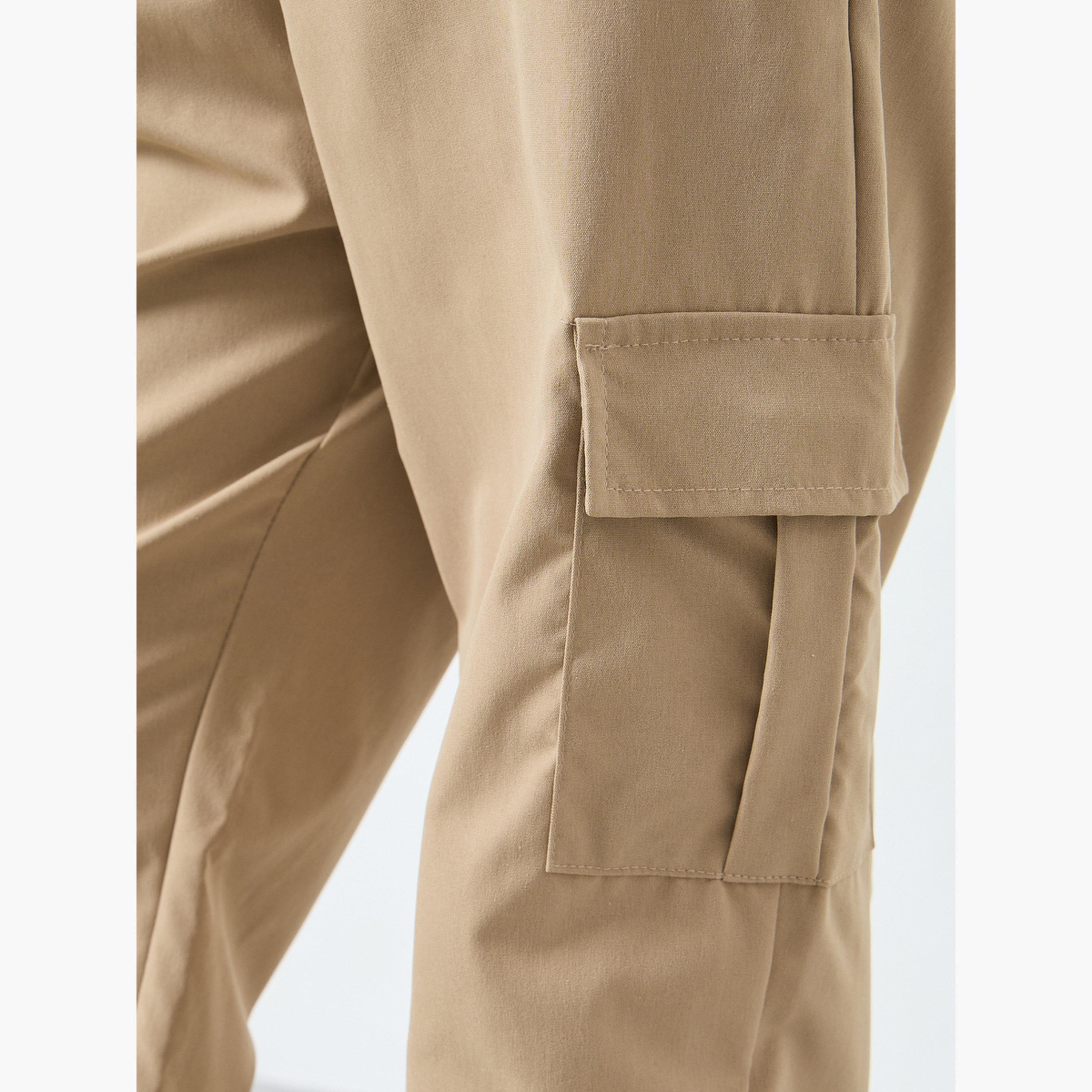 Styli Kids Beige Solid Joggers-boys-clothing-bottoms-joggersandtrackpants-image-4