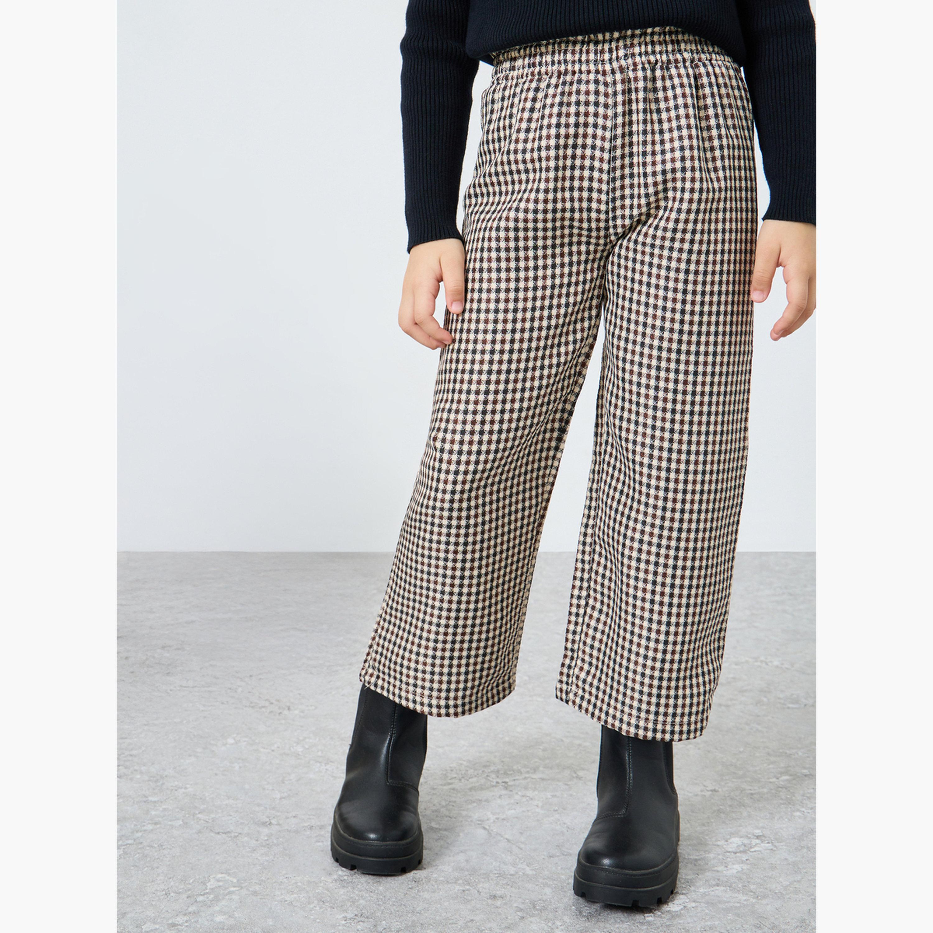 Styli Checked Elastic Waist Pants-girls-clothing-bottoms-trousers-image-1