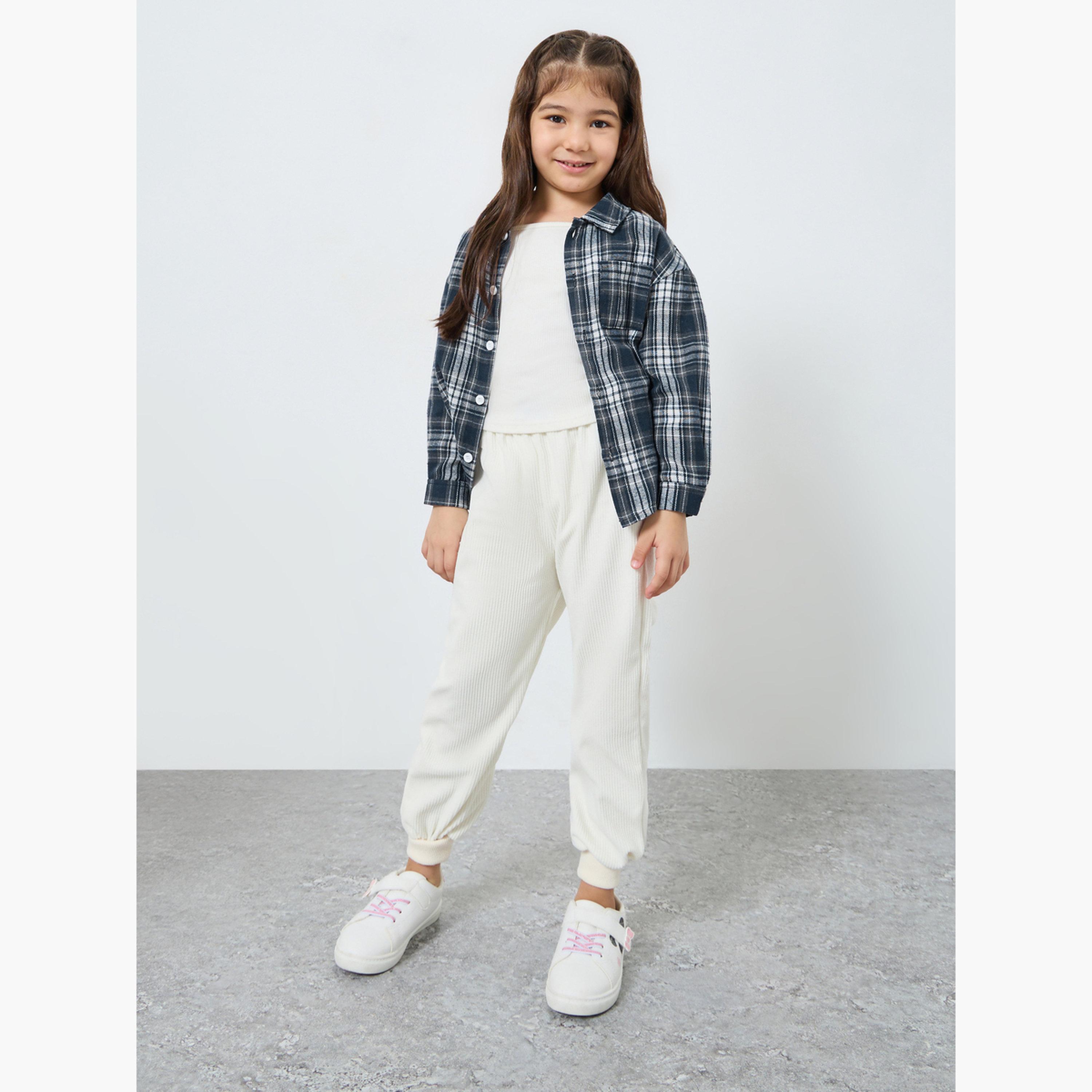 Styli Girls Checkered Shirt with Patch Pocket-girls-clothing-blousesandshirts-image-2
