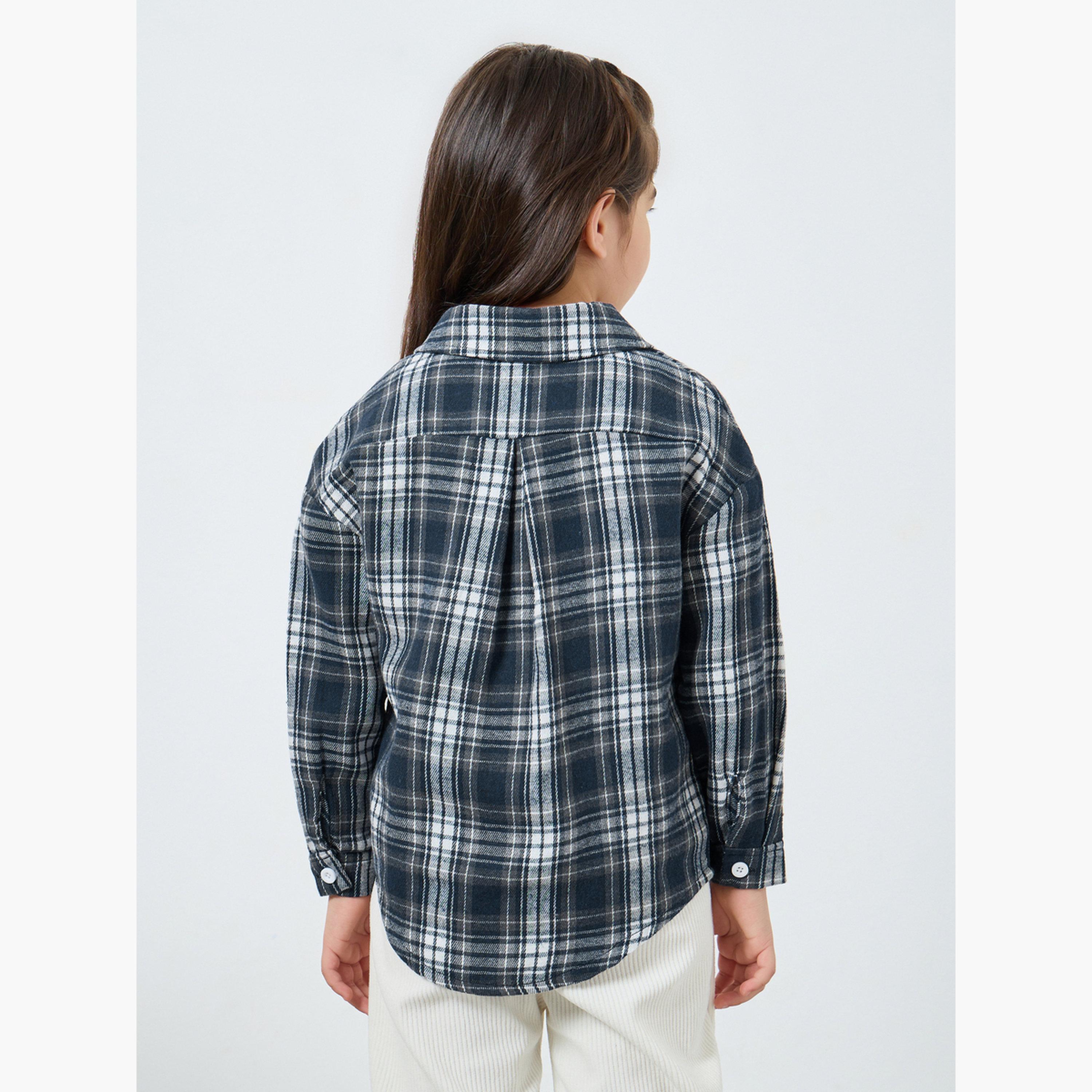 ستايلي - قميص بناتي منقوش بجيب رقعة-girls-clothing-blousesandshirts-image-3