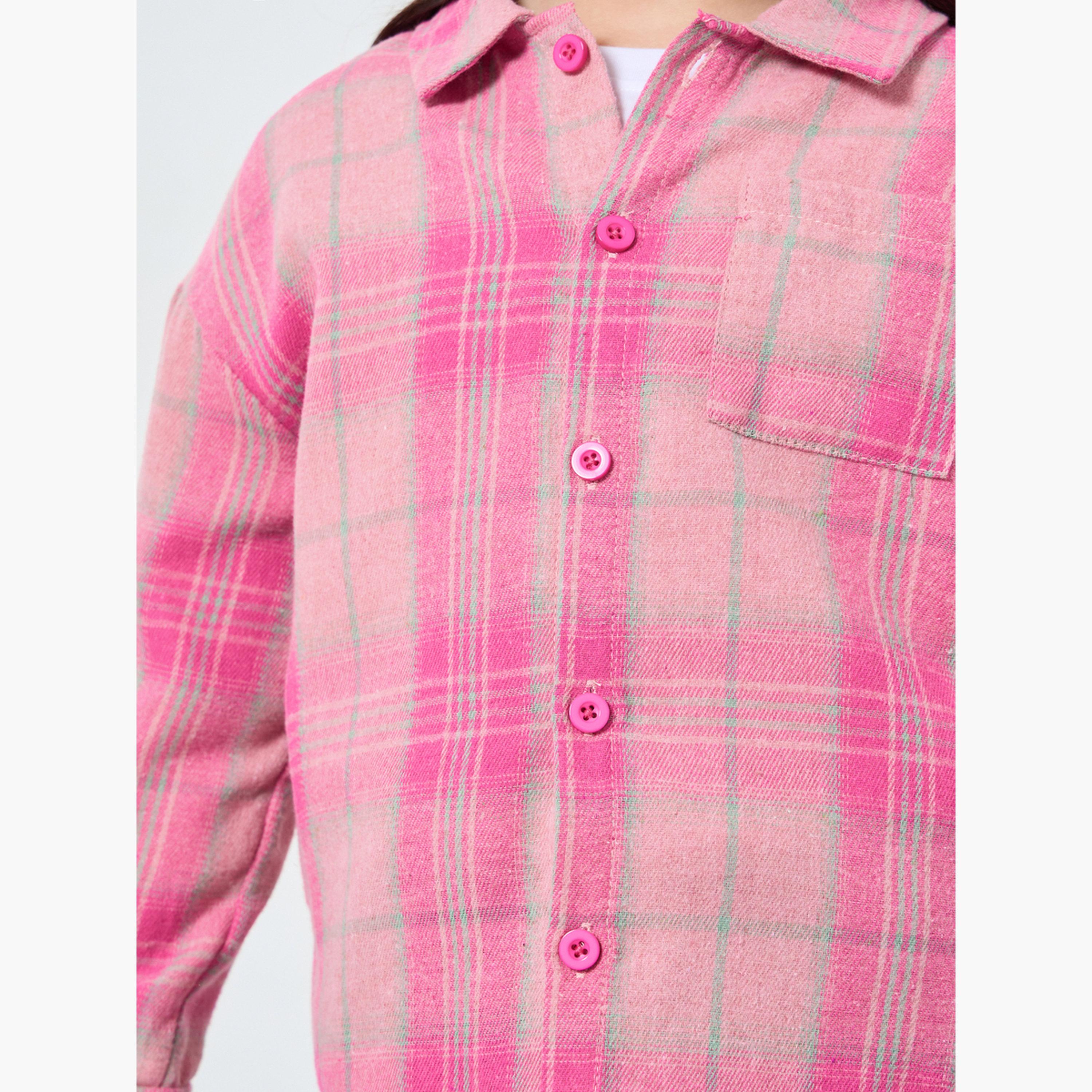 ستايلي - قميص بناتي منقوش بجيب رقعة-girls-clothing-blousesandshirts-image-5