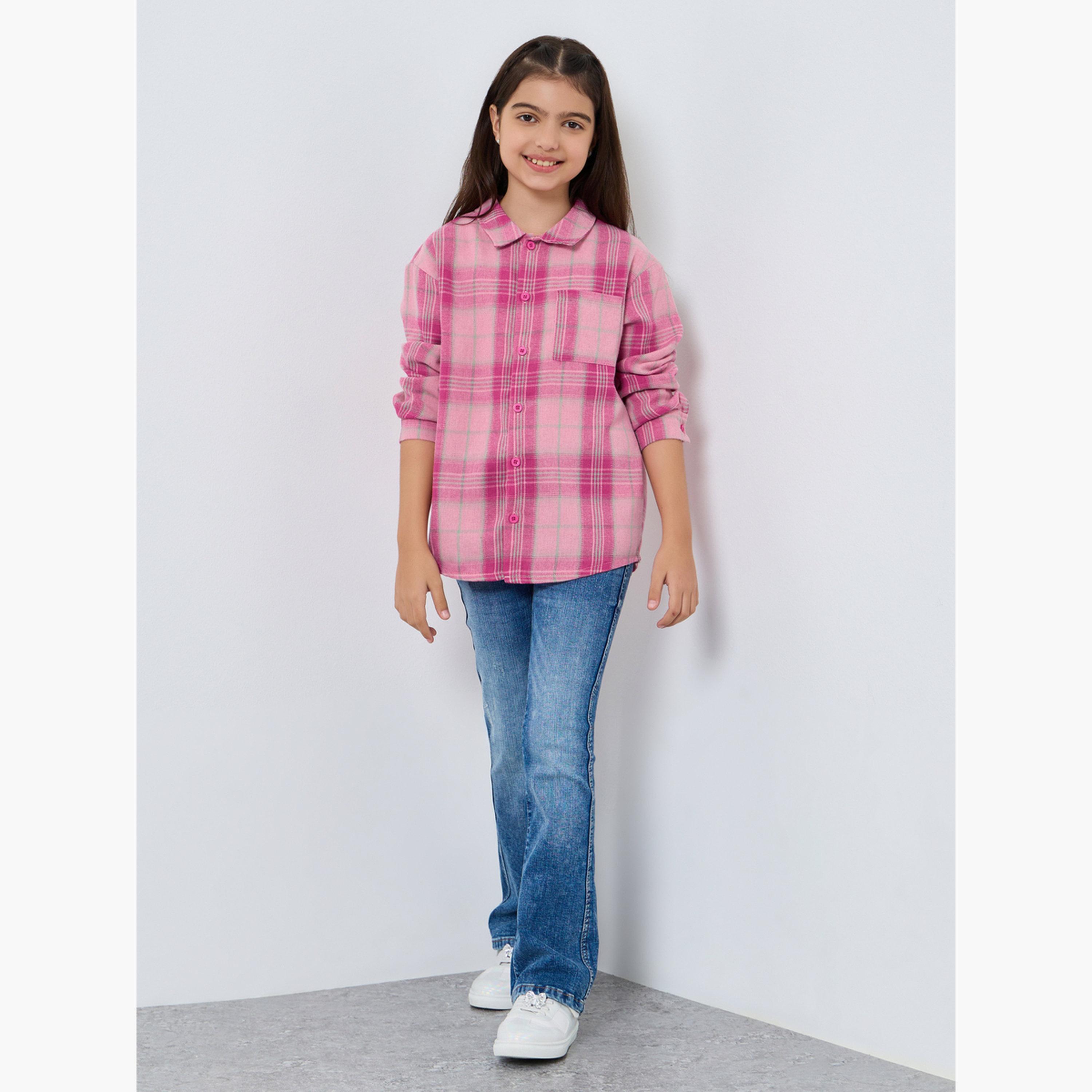 ستايلي - قميص وردي منقوش للمراهقين-girls-clothing-blousesandshirts-image-2
