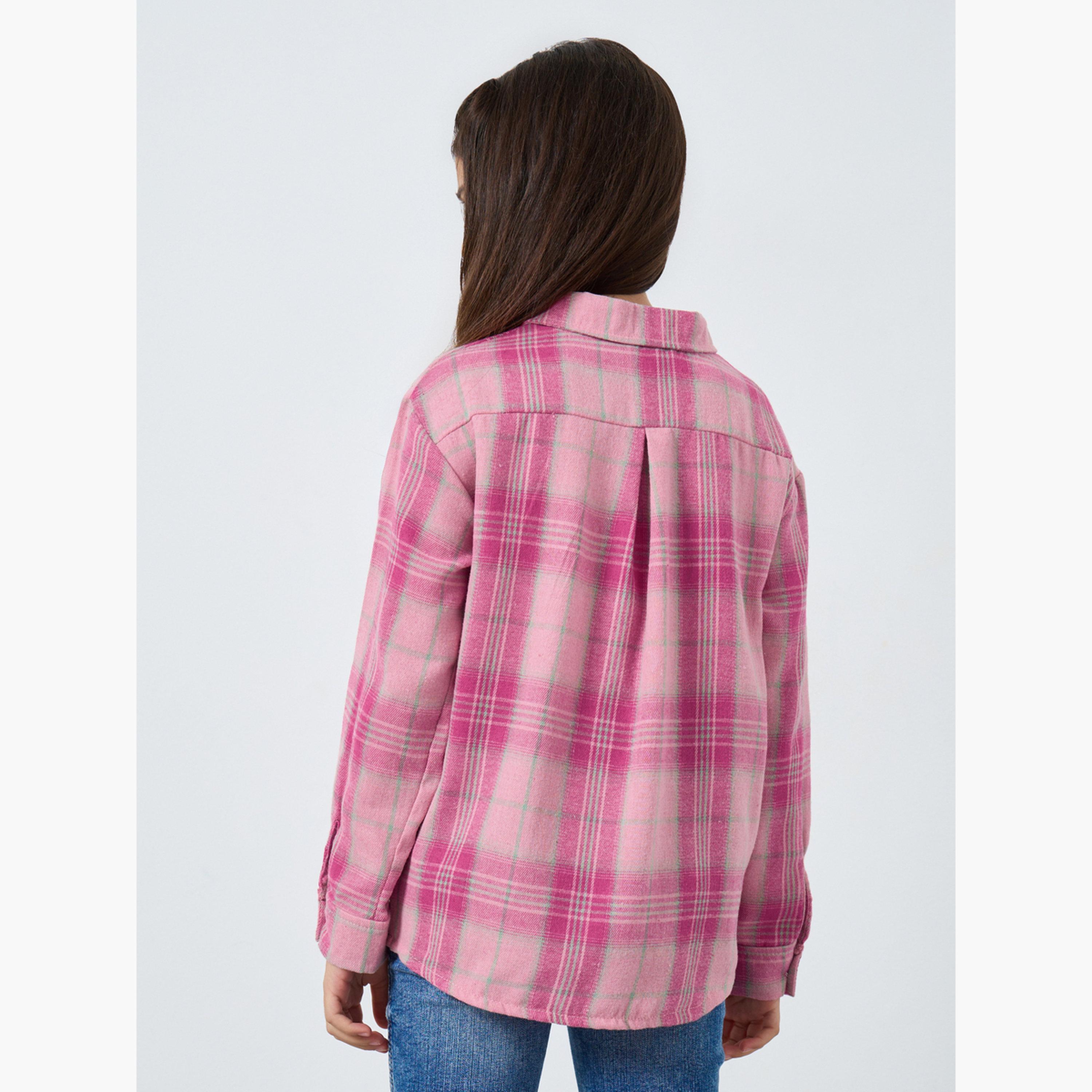 Styli Teens Pink Checkered Shirt-girls-clothing-blousesandshirts-image-3
