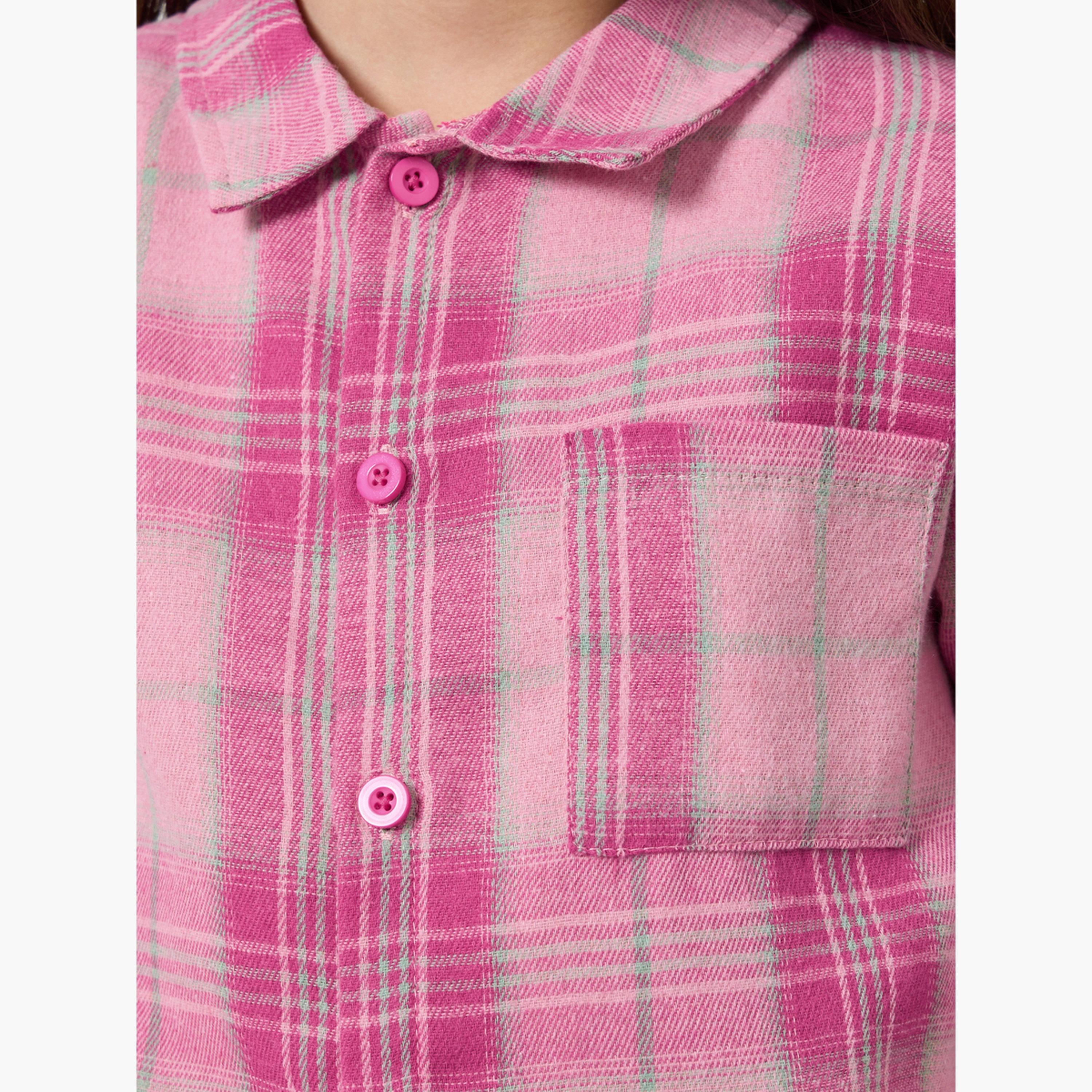 Styli Teens Pink Checkered Shirt-girls-clothing-blousesandshirts-image-4