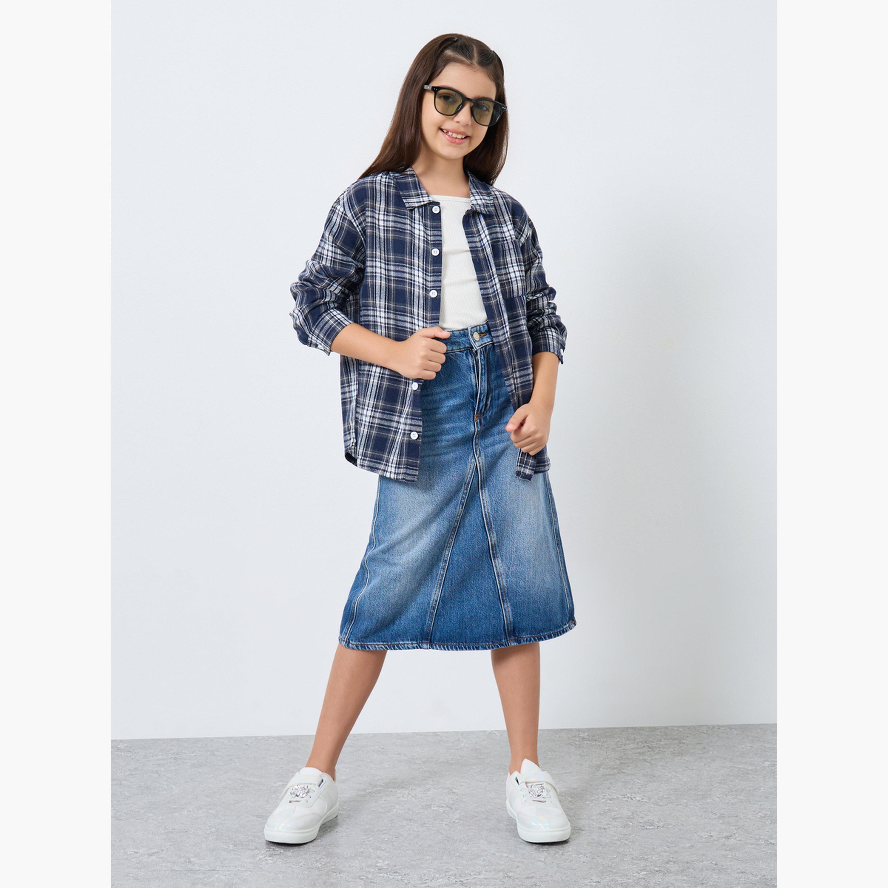 ستايلي - قميص أزرق منقوش للمراهقين-girls-clothing-blousesandshirts-image-2