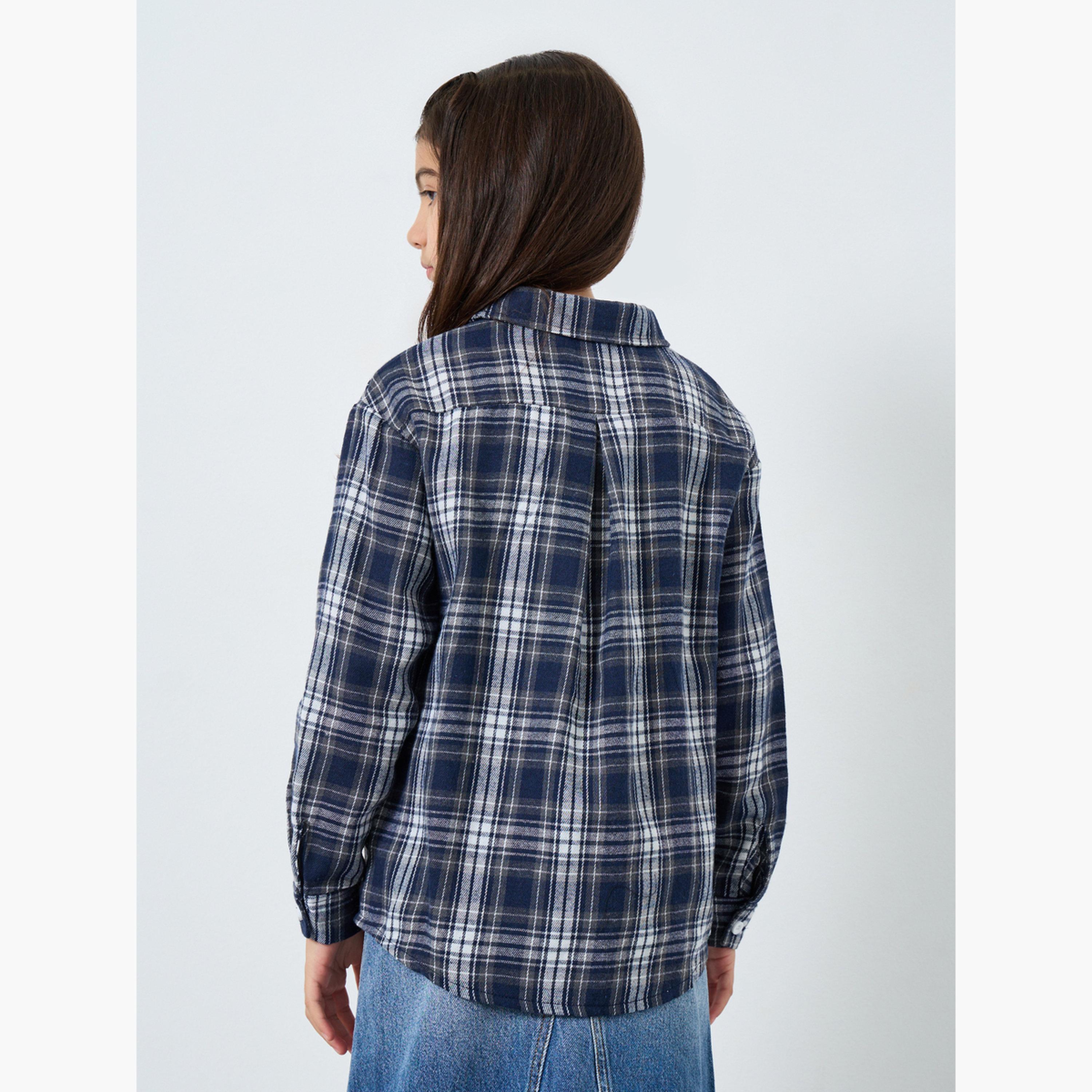 Styli Teens Blue Checkered Shirt-girls-clothing-blousesandshirts-image-4