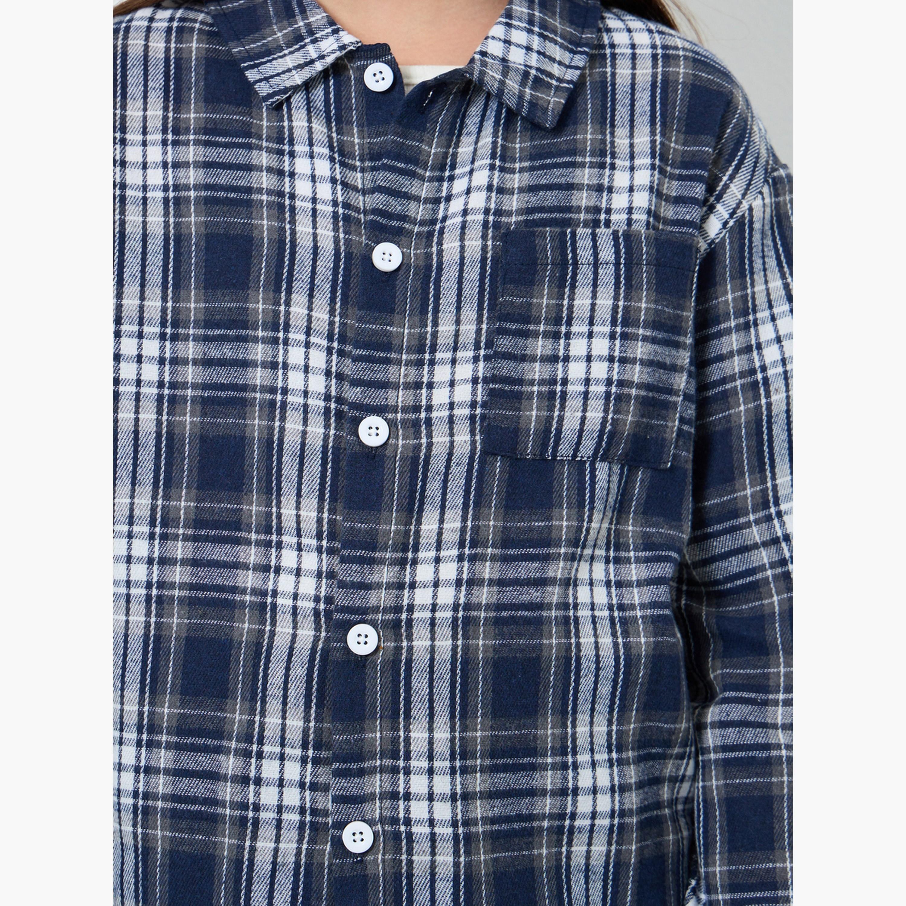 Styli Teens Blue Checkered Shirt-girls-clothing-blousesandshirts-image-5